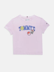 Girls Pink Regenerative Cotton Logo Casual Knit Top