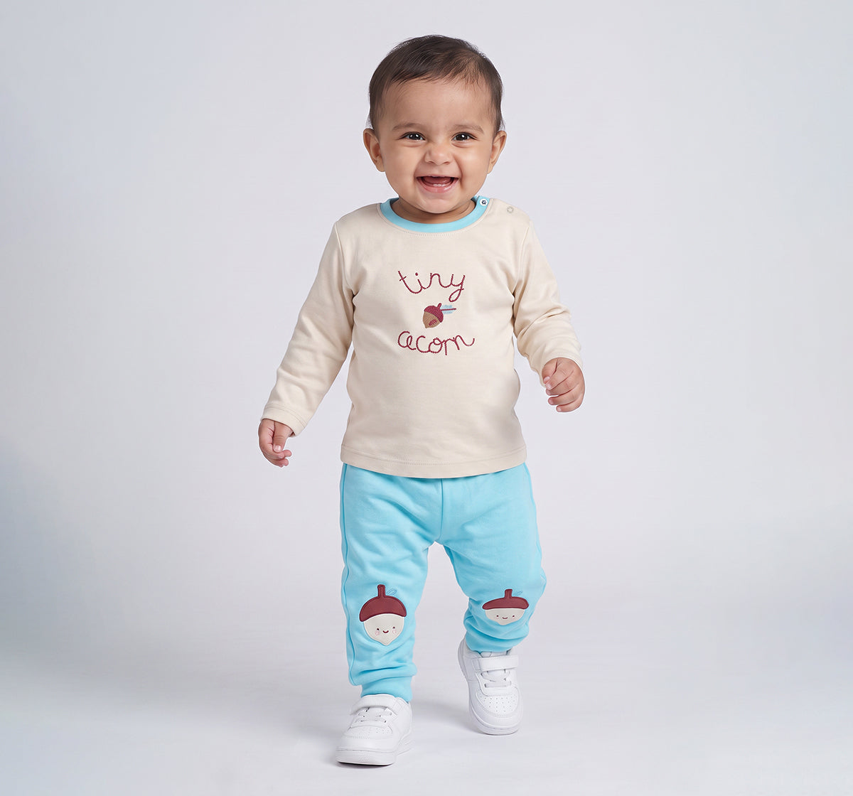 Embroidered Tee & Knee Patch Joggers Set Off-White