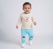 Embroidered Tee & Knee Patch Joggers Set Off-White