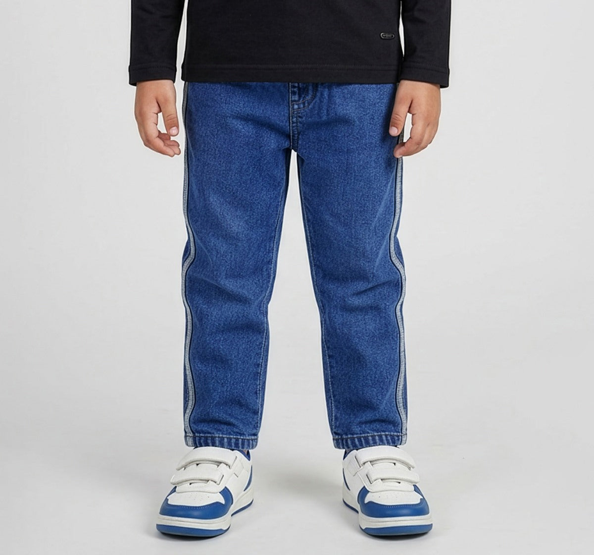 Denim Jogger with Cut and Sew Blue