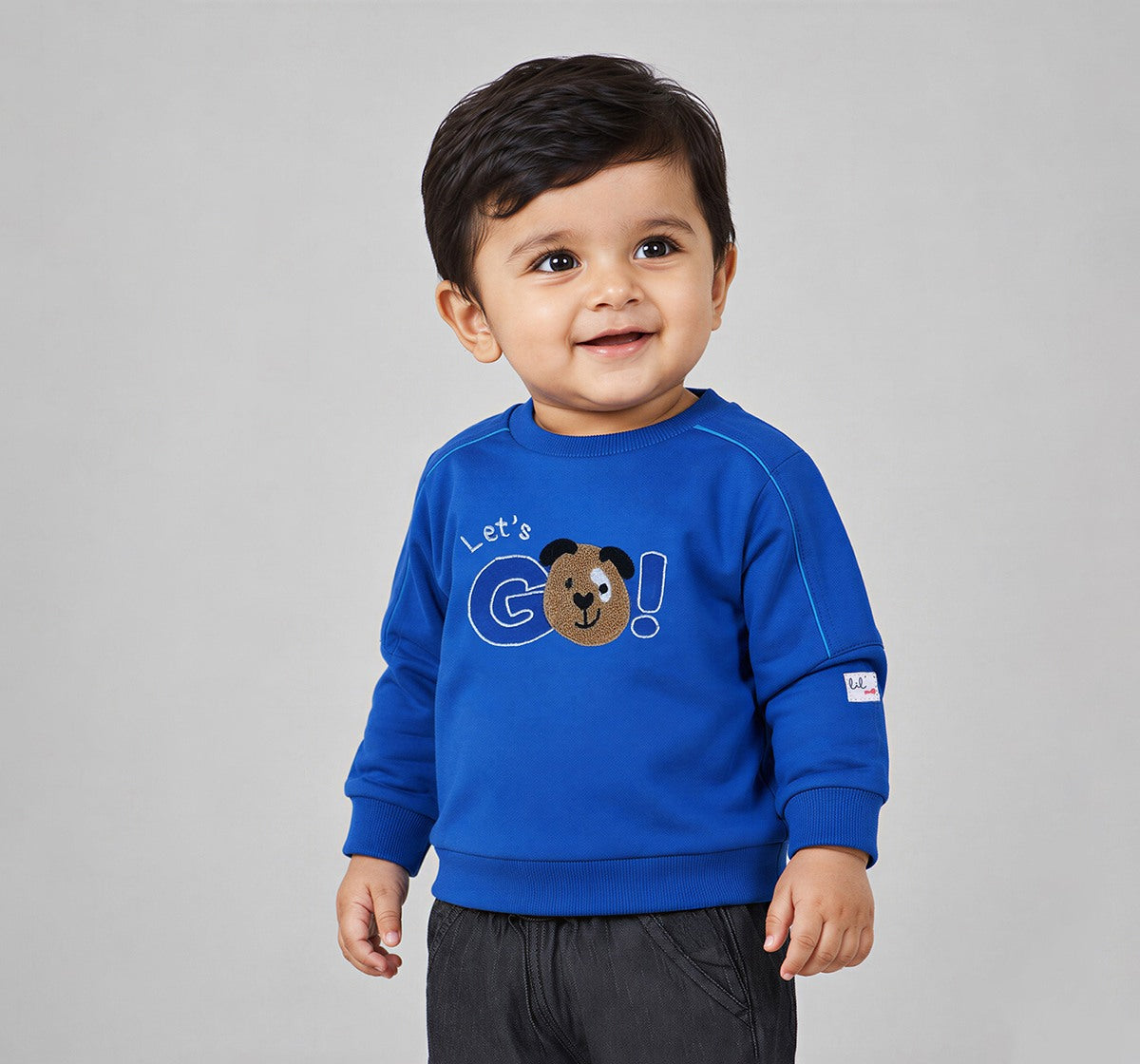 Sweatshirt with Terry Embroidery Blue