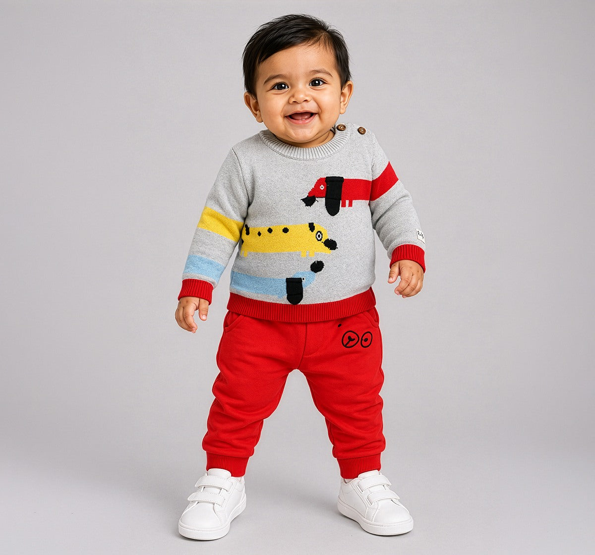 Knit Joggers with Pocket Detail Red