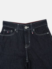 Girls Dark Blue Oversized Lyocell Blend Casual Pants