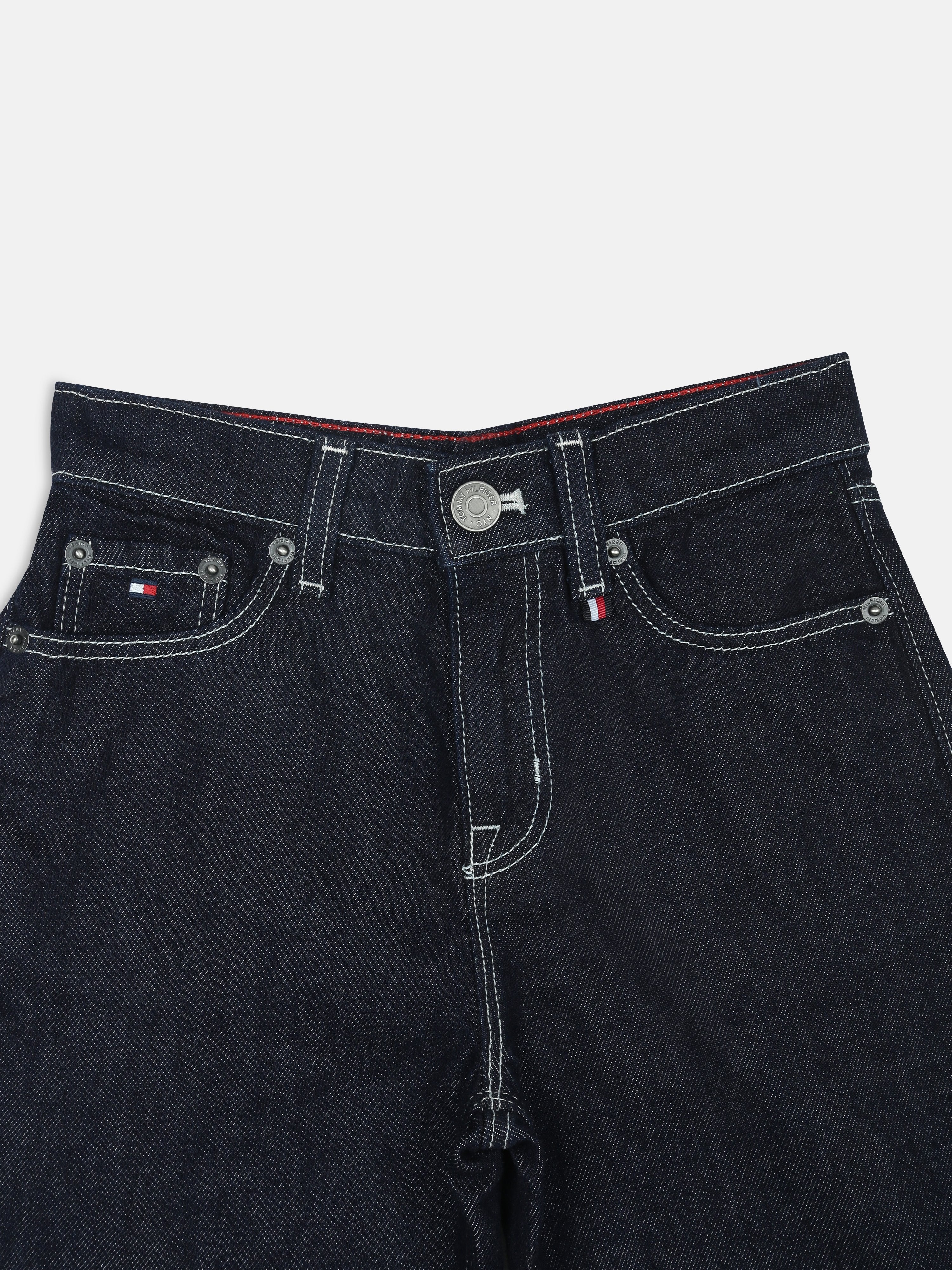 Girls Dark Blue Loose Fit Straight Non-Denim Pants