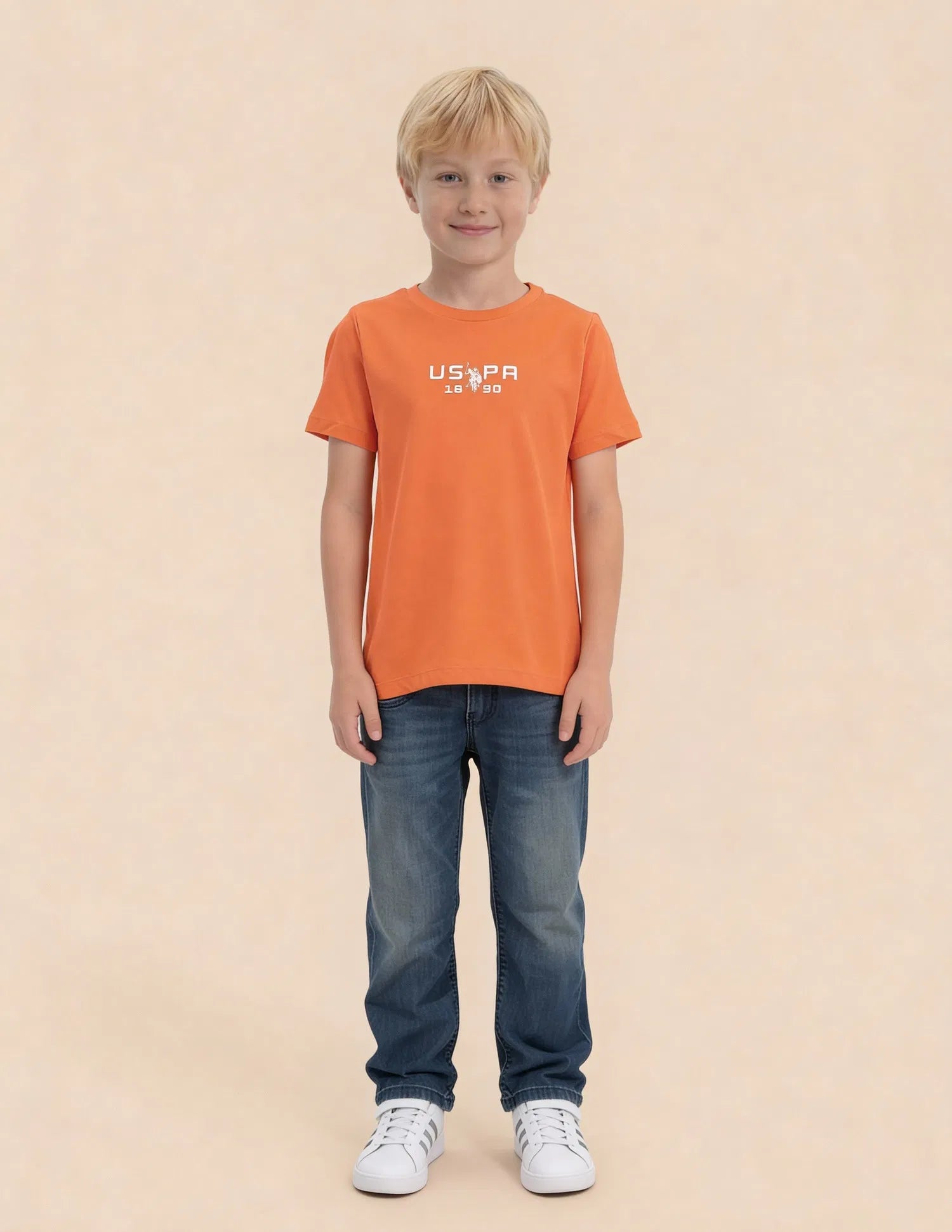 Boys Orange Cotton Solid Regular Fit T-Shirt