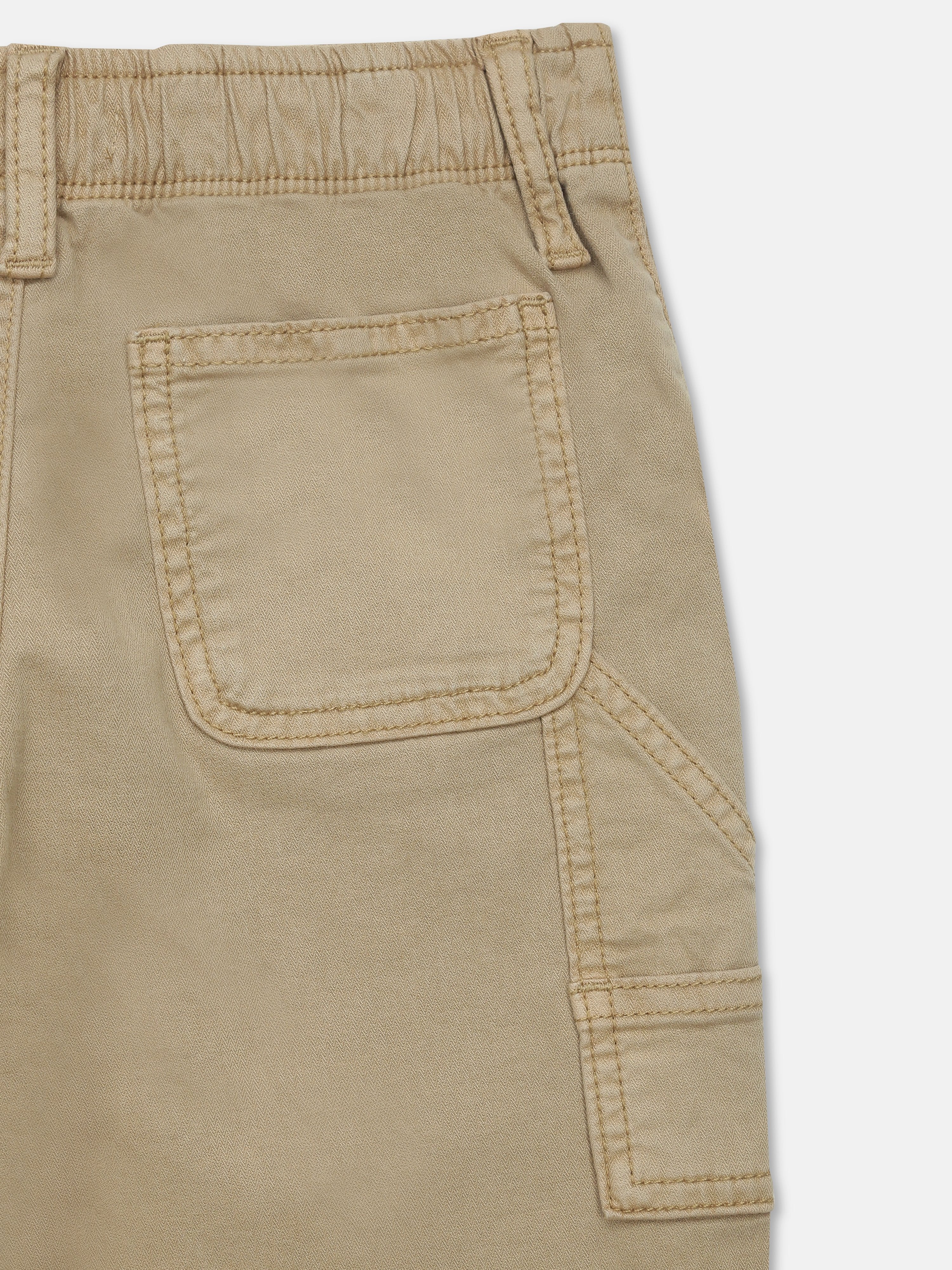 Boys Beige Solid Relaxed Fit Casual Cotton Pants