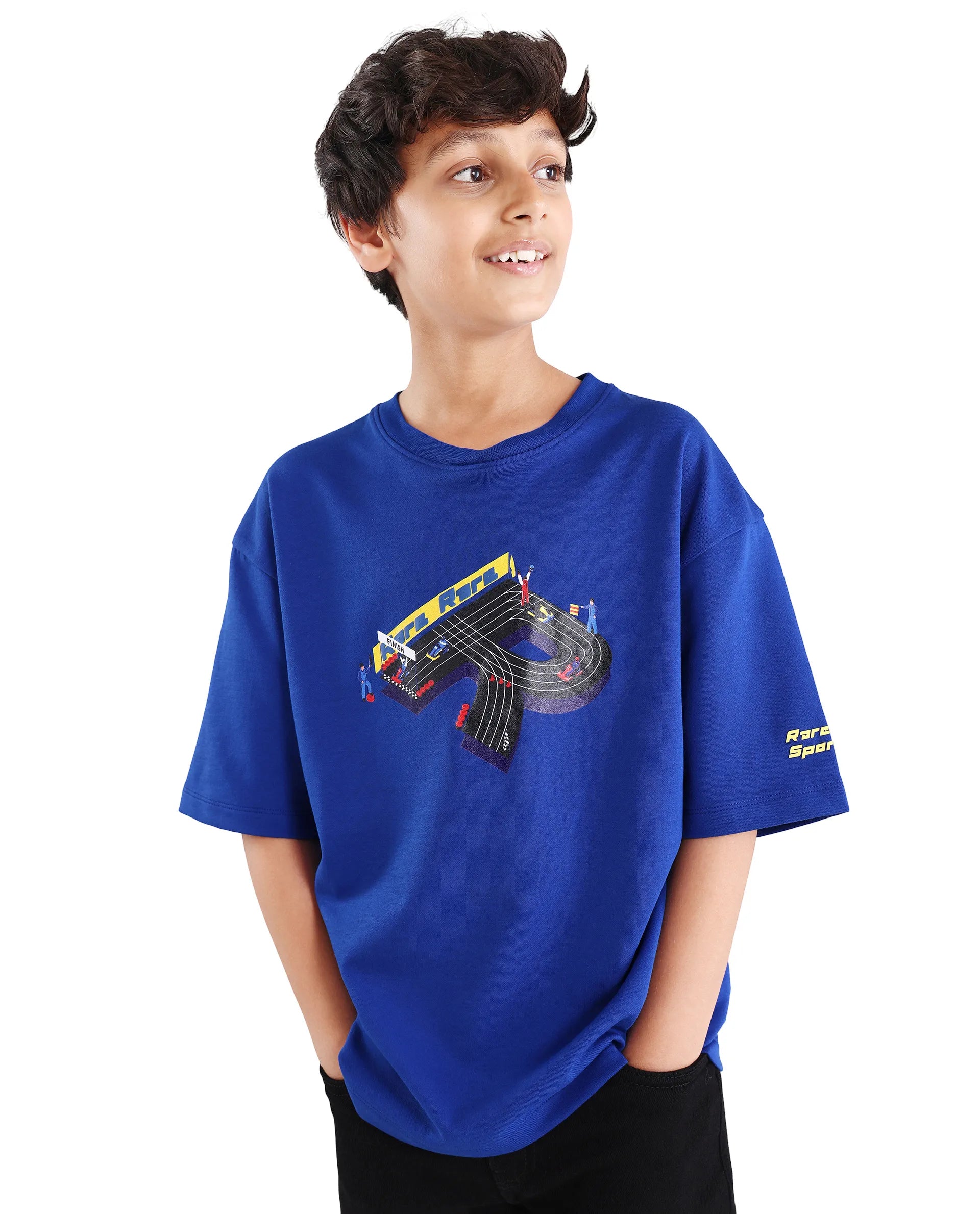 Rare Ones Boys Blue Boxy Fit HD Print Cotton Blend T-Shirt