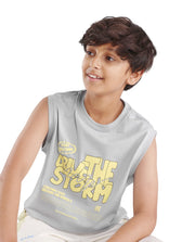 Rare Ones Boys Grey Regular Fit Cotton Lycra T-Shirt