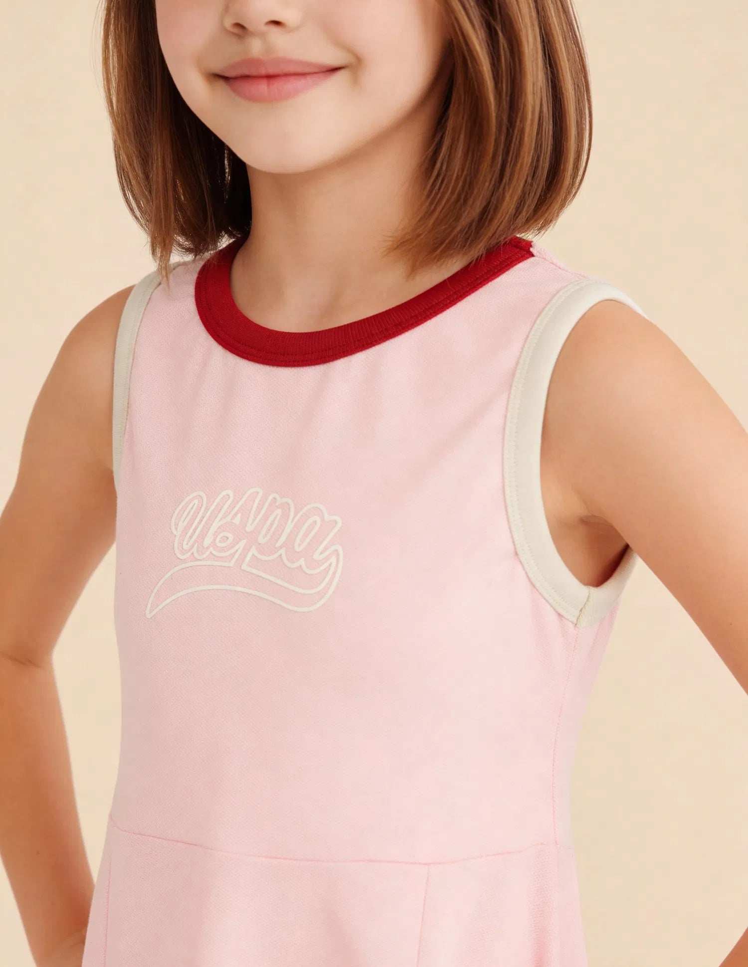 Girls Pink Cotton Contrast Rib Skater Dress