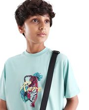 Rare Ones Boys Dusky Blue Digital Print Regular Fit T-Shirt