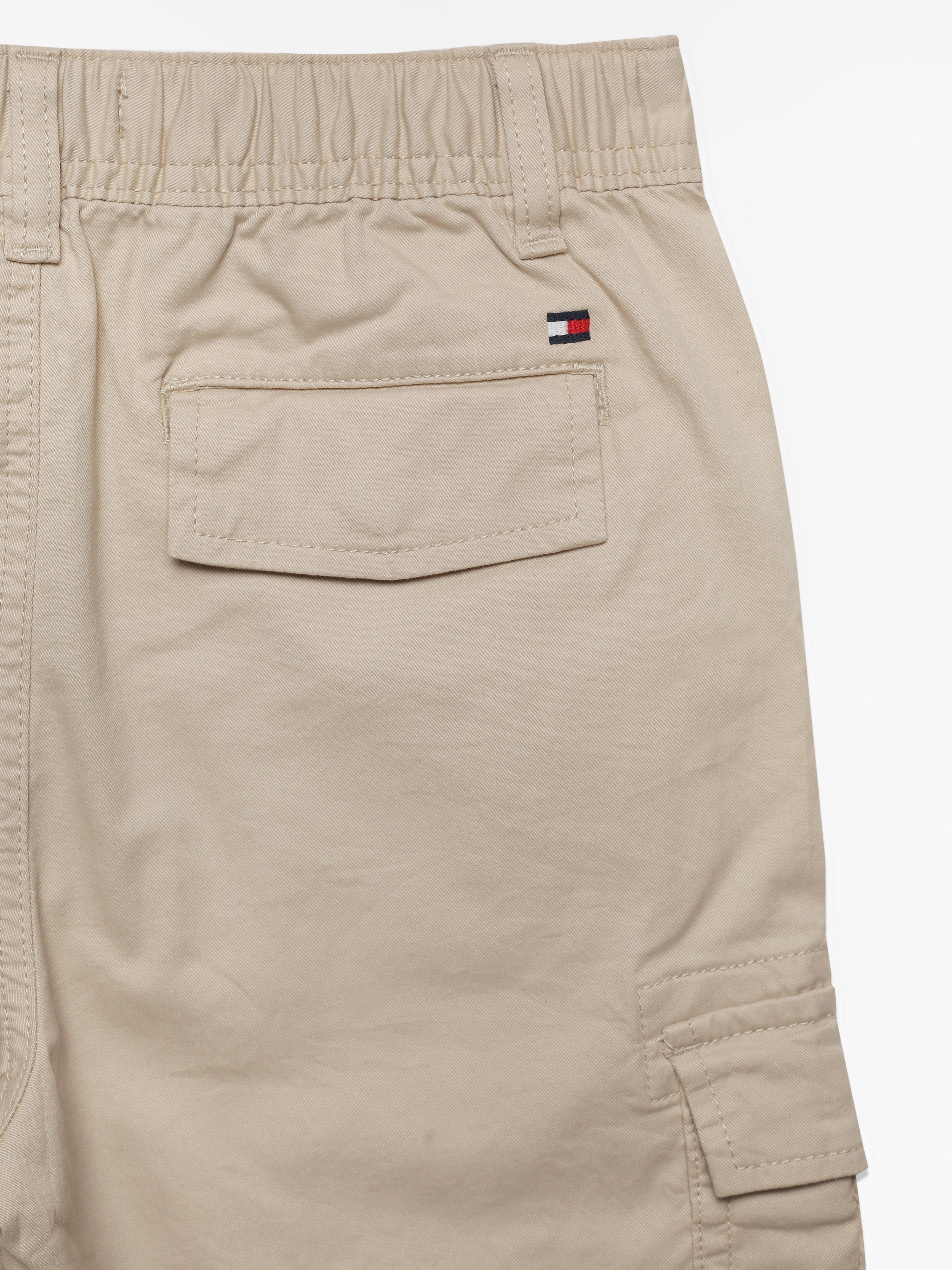 Boys Beige Relaxed Fit Mid Rise Shorts