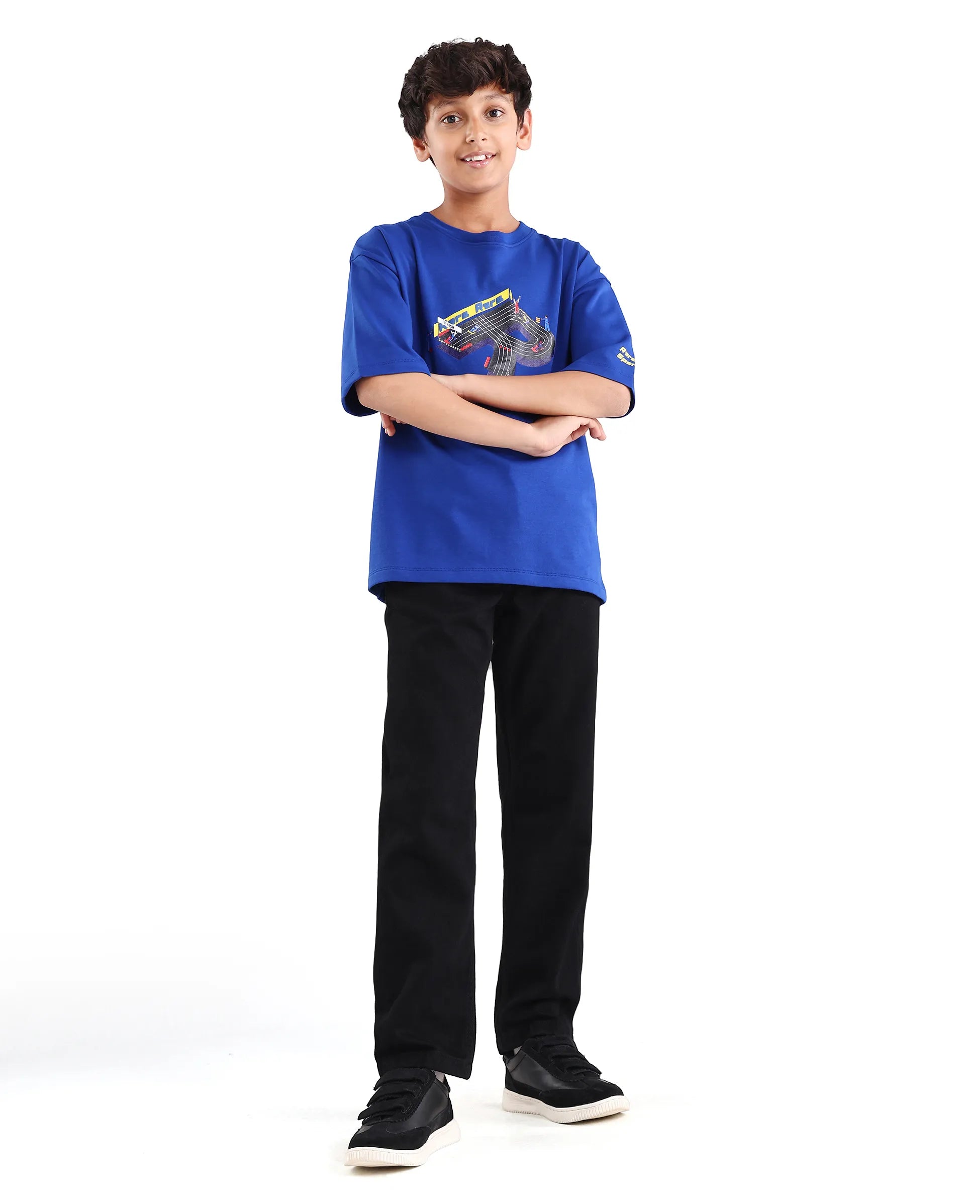 Rare Ones Boys Blue Boxy Fit HD Print Cotton Blend T-Shirt