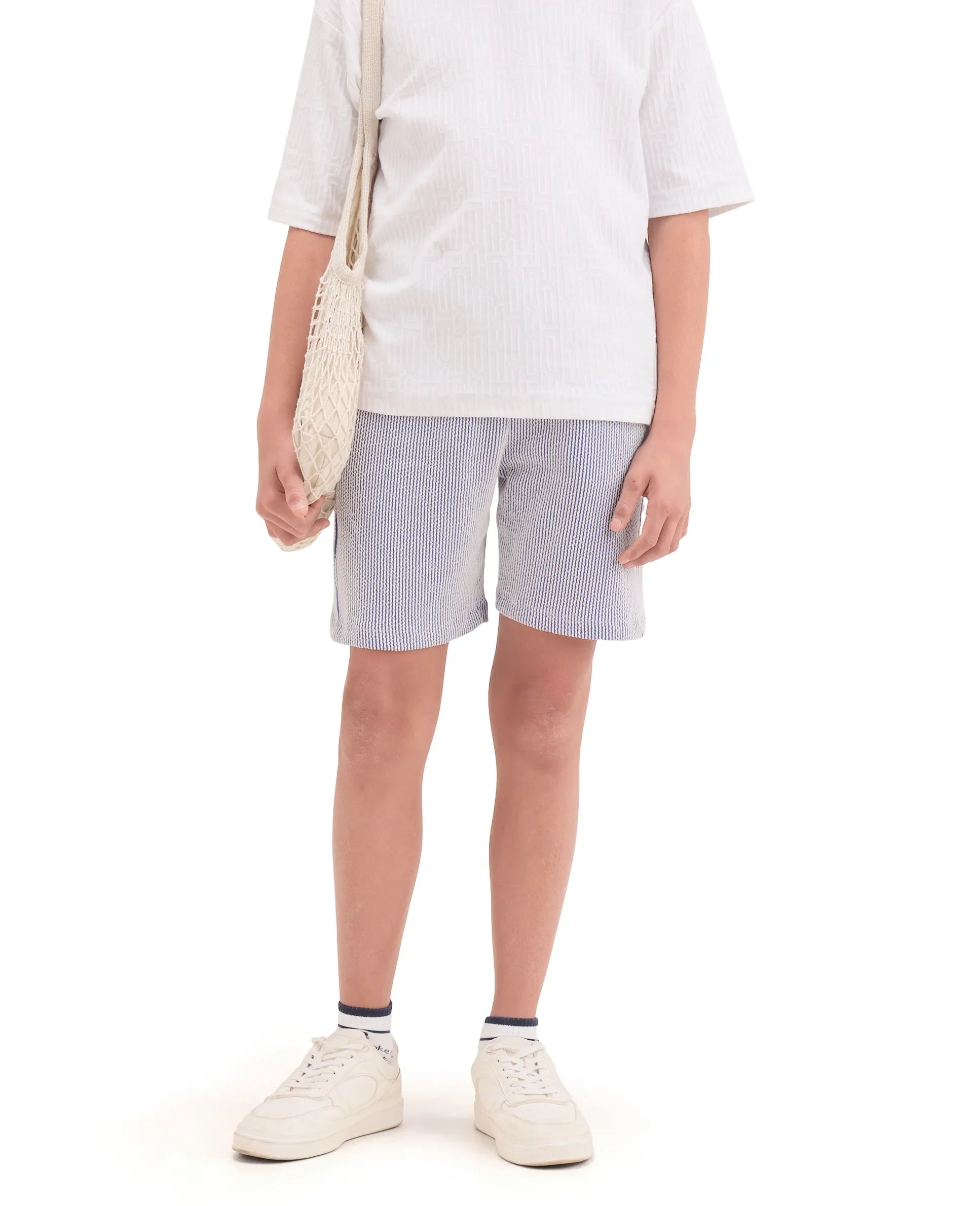 Rare Ones Boys Light Blue Drawstring Regular Fit Shorts