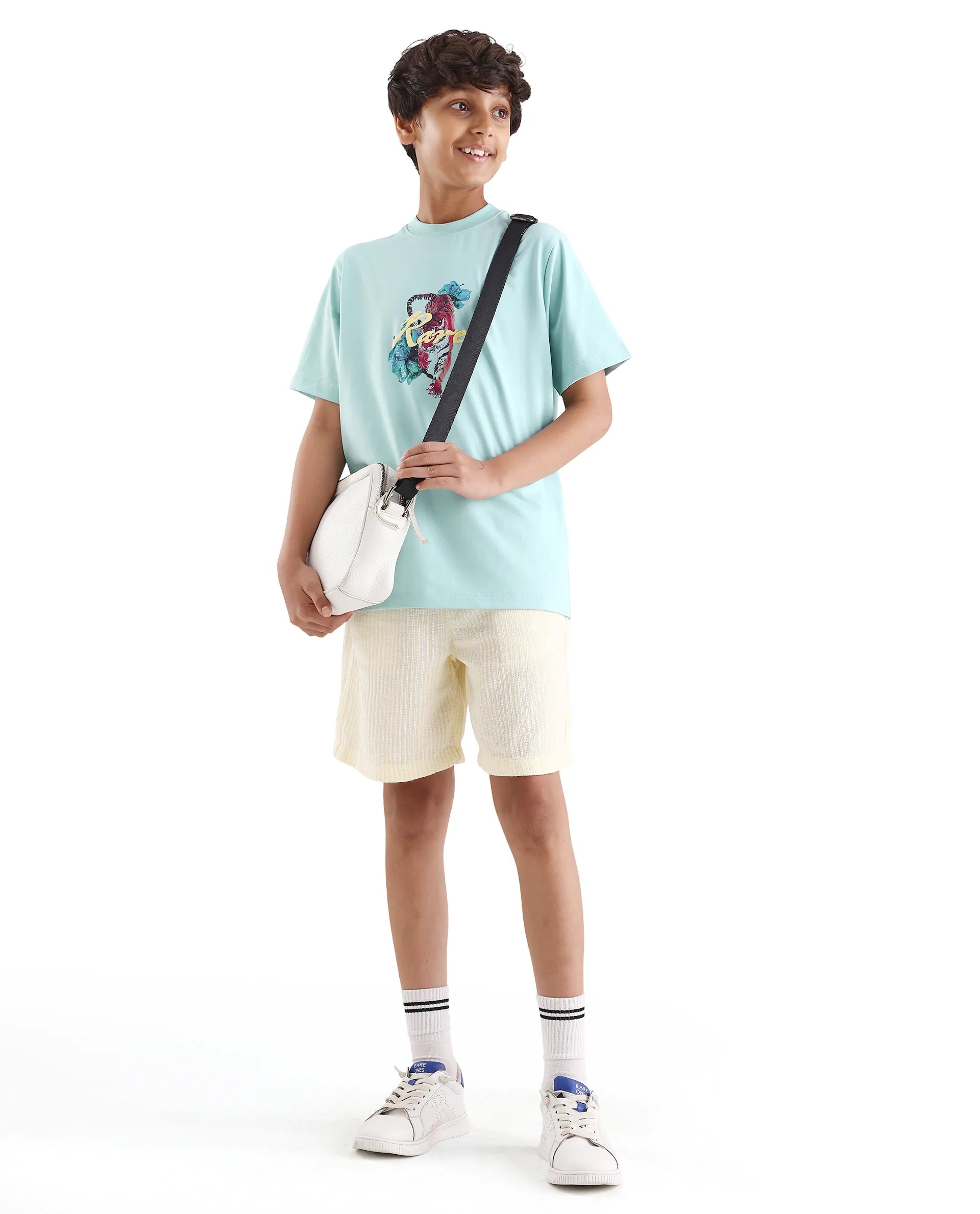 Rare Ones Boys Dusky Blue Digital Print Regular Fit T-Shirt