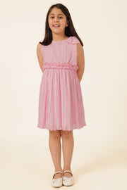 Girls Pink Poly Georgette Formal Dress