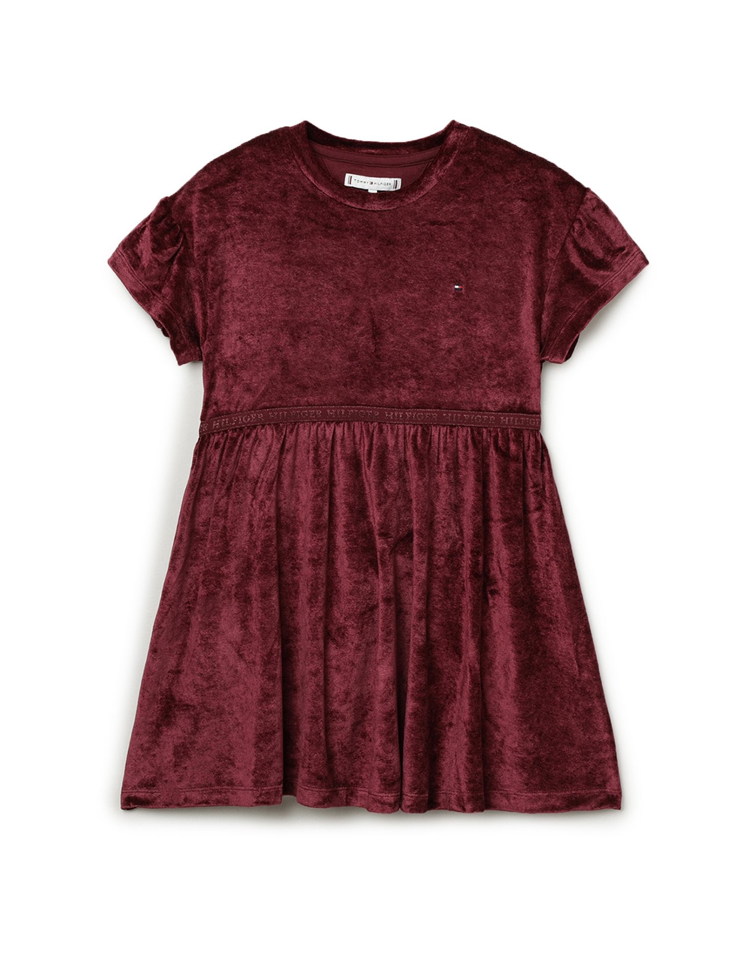 Girls Maroon Solid Knee Length Modal Blend Dress