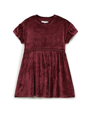 Girls Maroon Solid Knee Length Modal Blend Dress