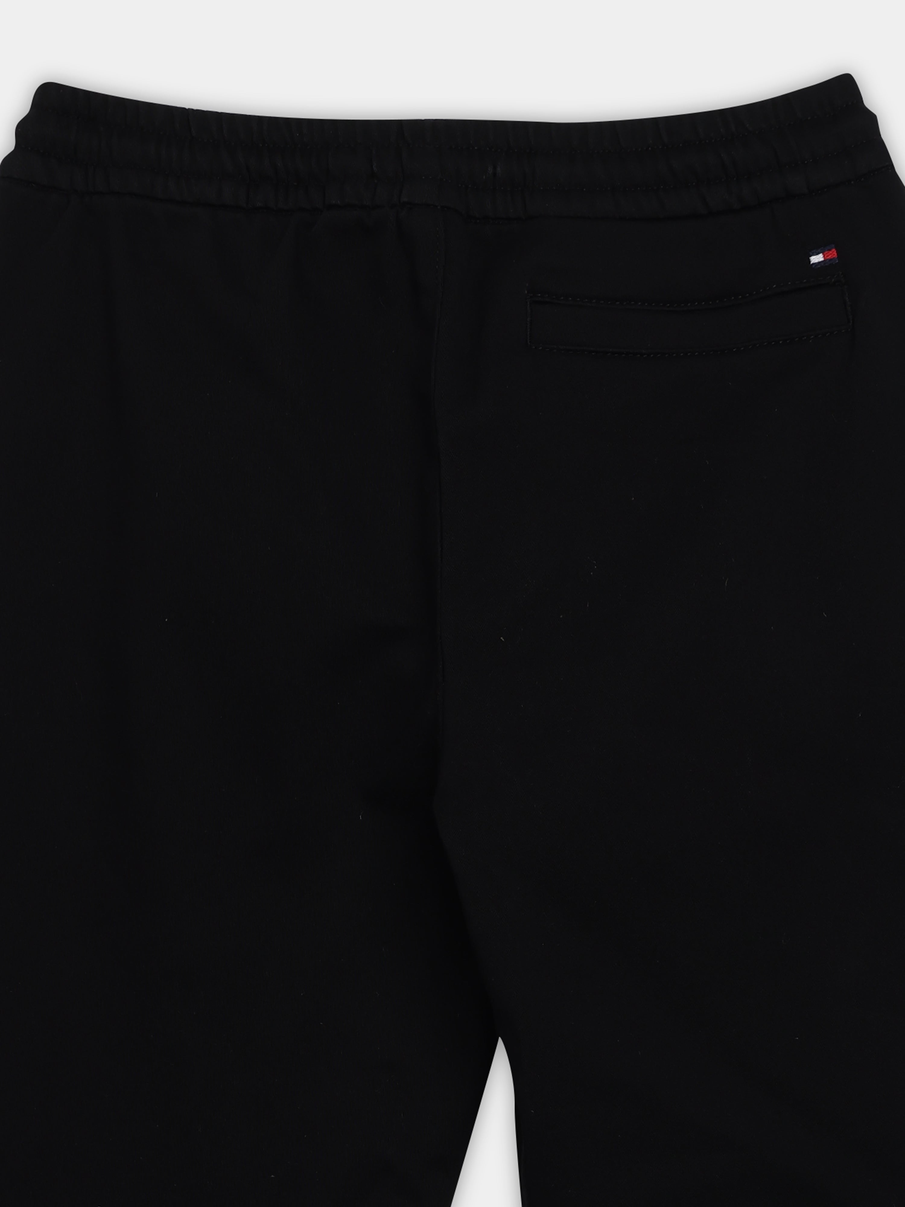 Girls Black Cotton Blend Casual Drawstring Bottom