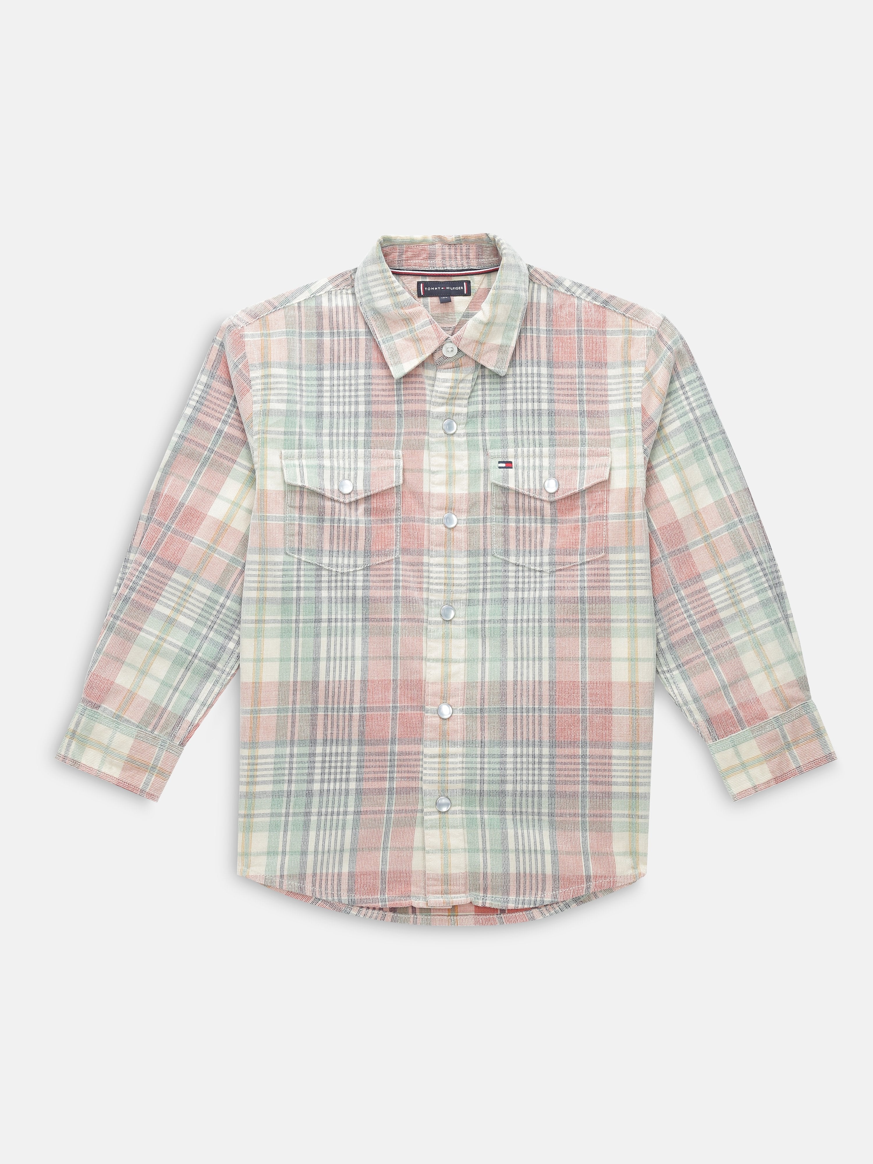 Boys Light Pink Checked Cotton Flannel Regular Fit Shirt
