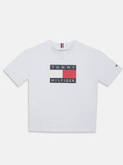 Boys White Logo Cotton T Shirt