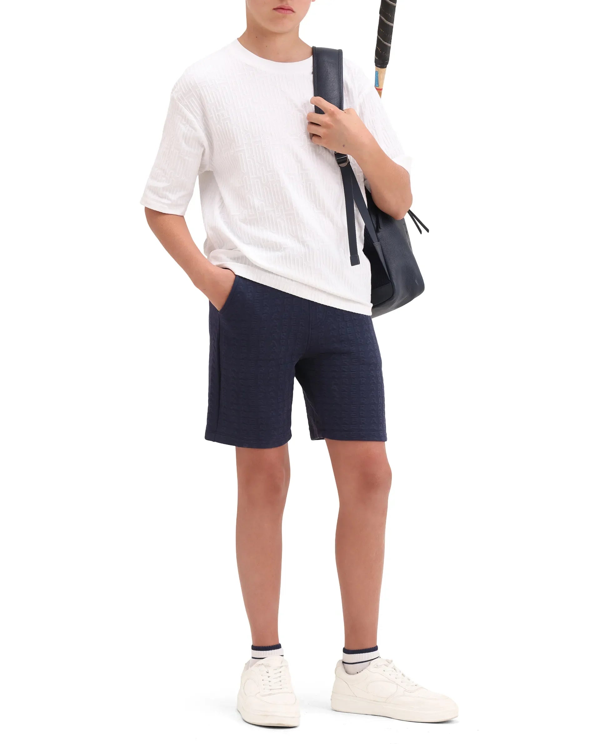Rare Ones Boys Purple Jacquard Regular Fit Shorts