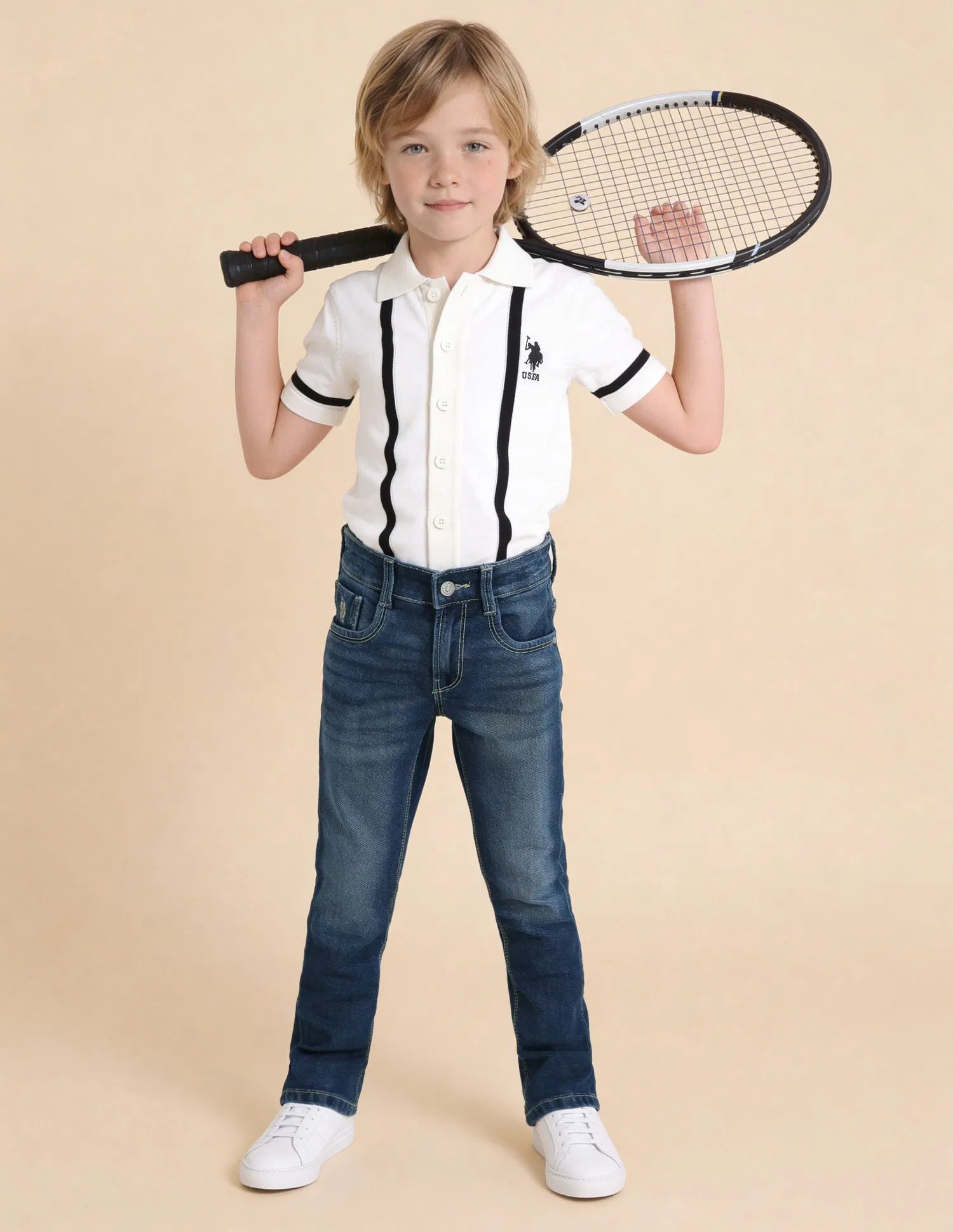 Boys Dark Blue Cotton Blend Whiskered Slim Fit Jeans