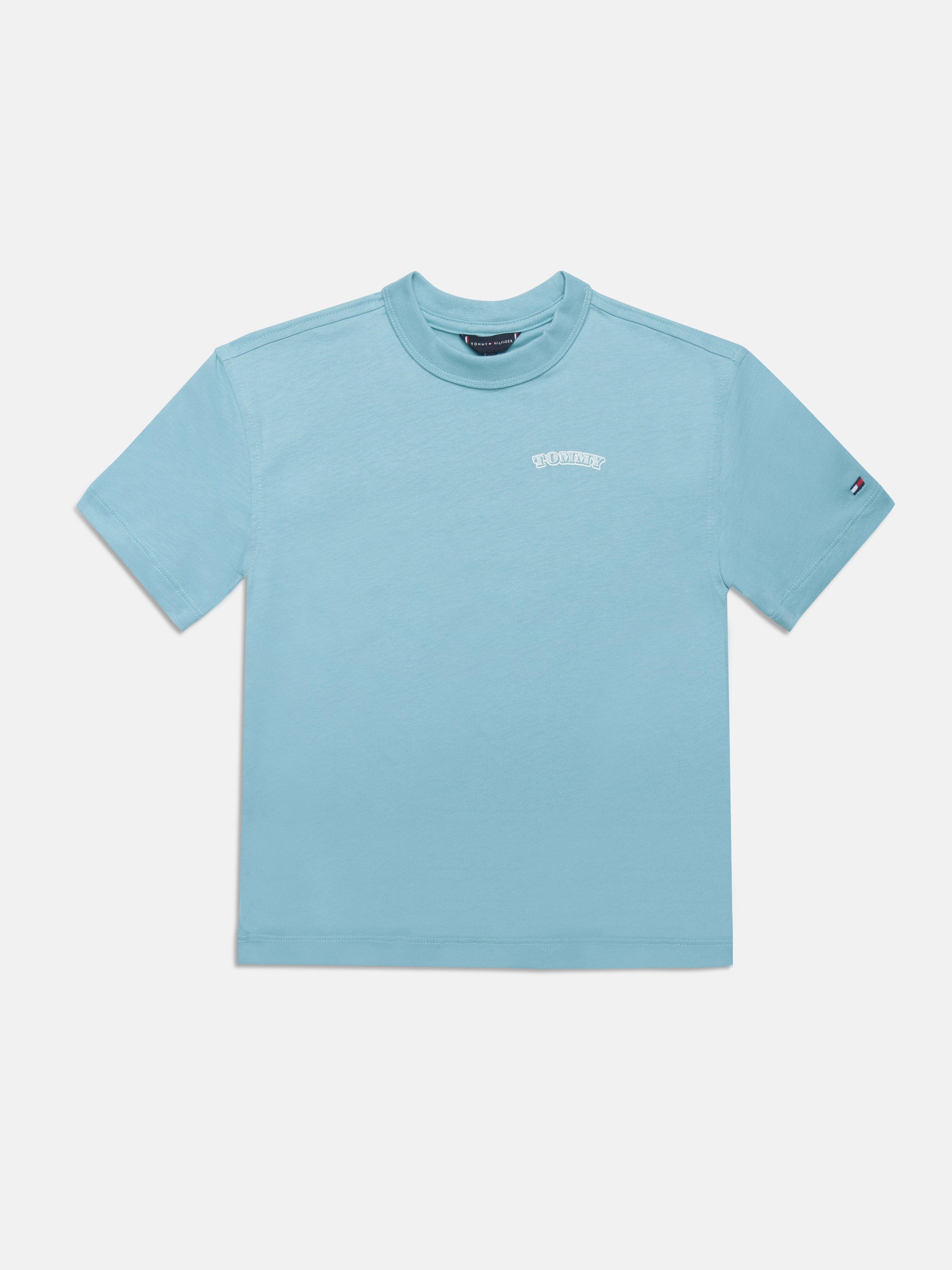 Girls Blue Graphic Cotton Knit Top Classic Fit