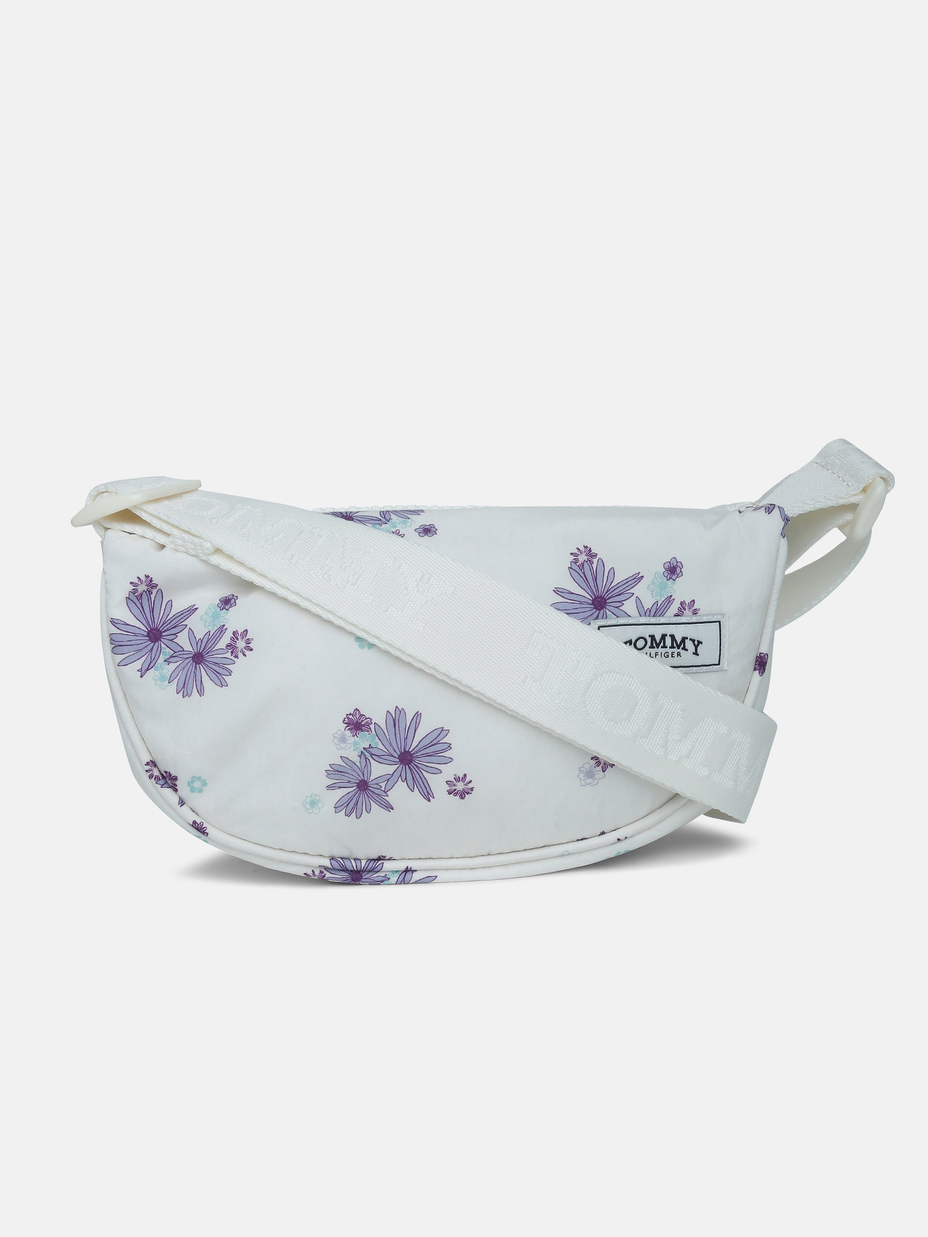 Kids White Printed Recycled Nylon Casual Zip Bag