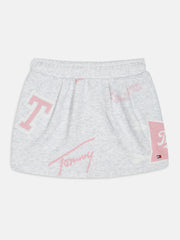 Girls Grey Printed Cotton Blend Casual Elasticated Bottom