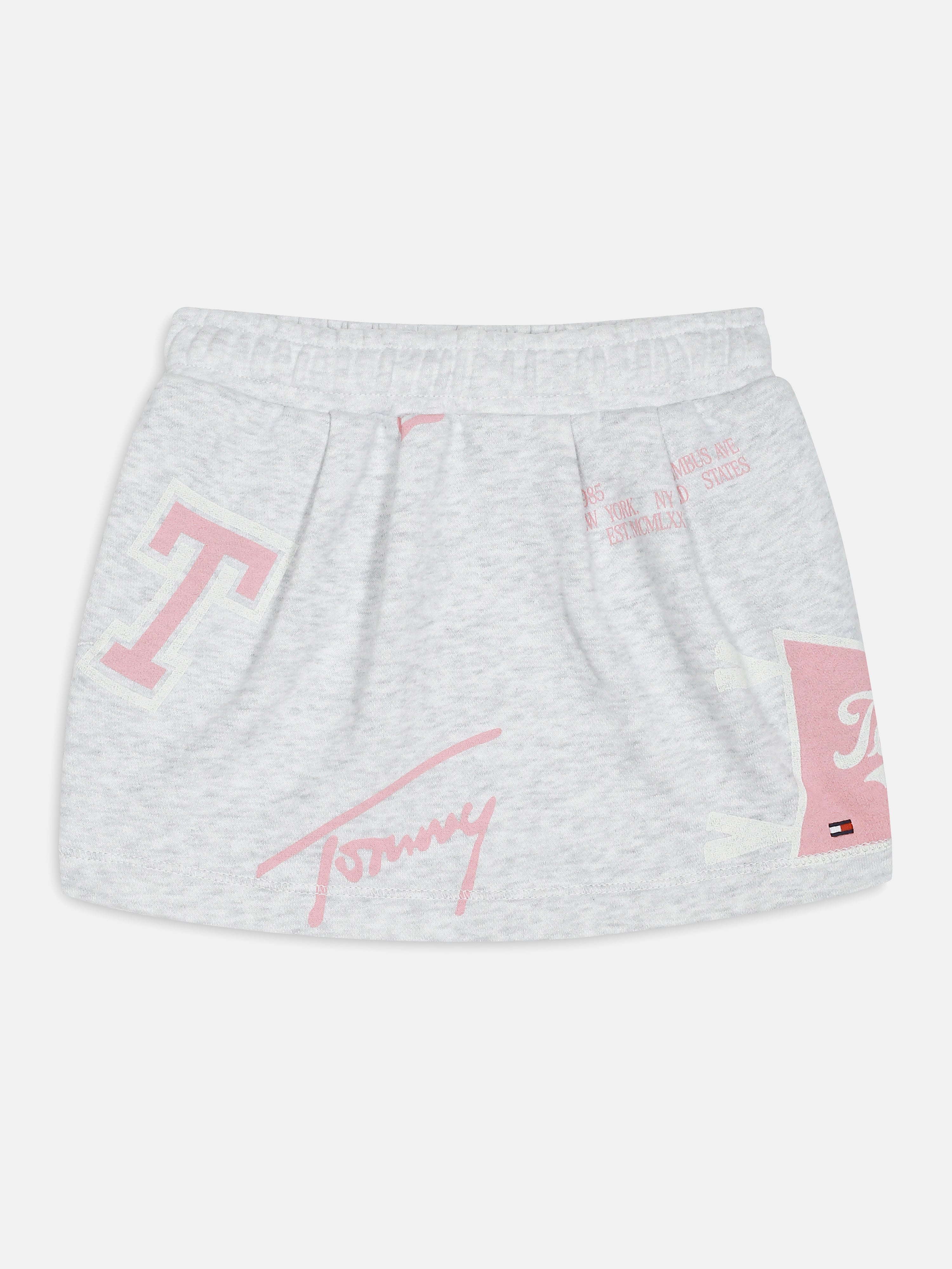 Girls Grey Printed Cotton Blend Casual Elasticated Bottom