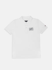 Boys White Logo Cotton Knit T-Shirt
