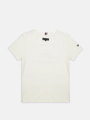 Boys White Embroidered Logo Cotton T-Shirt