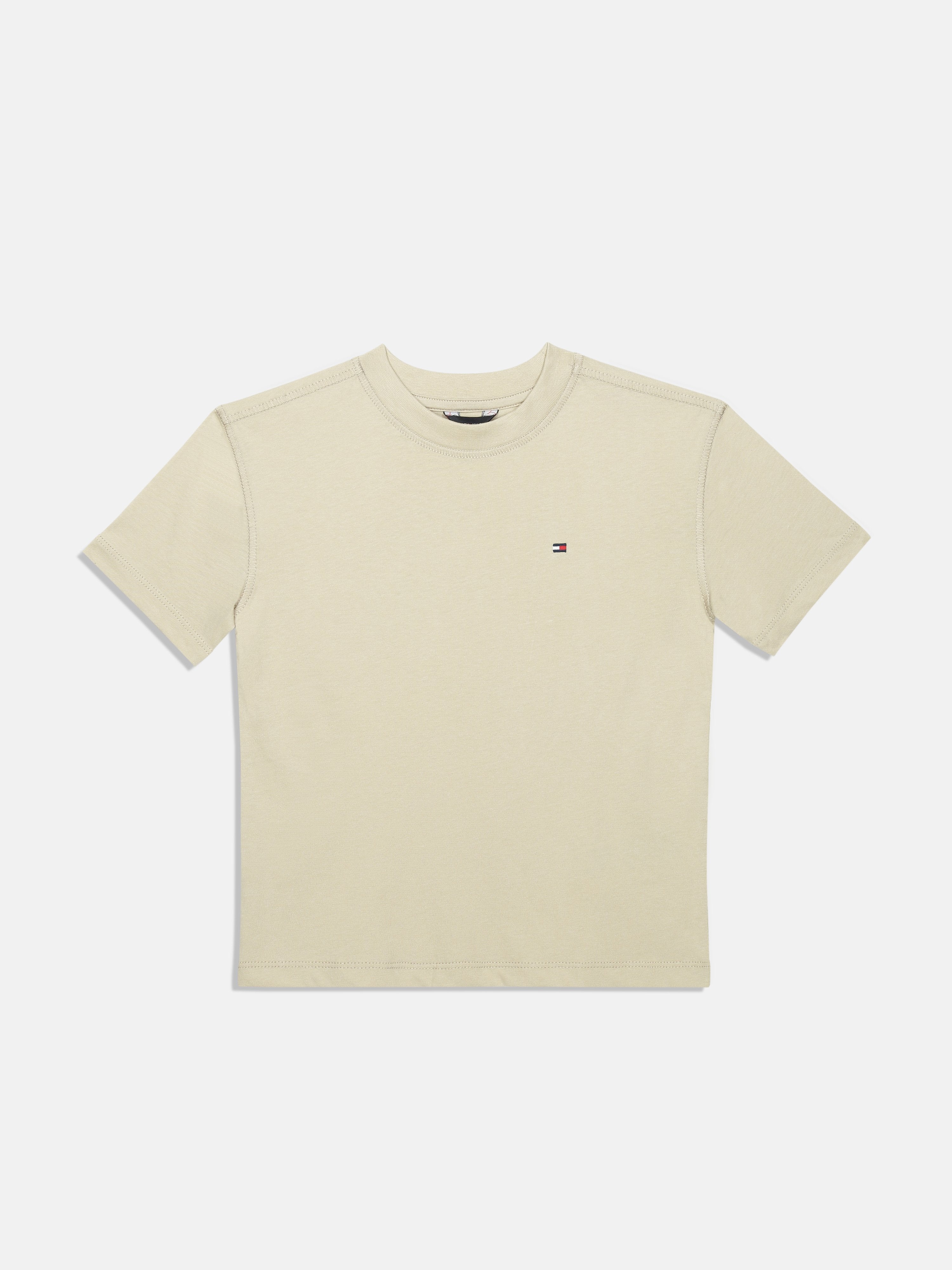 Girls Beige Logo Cotton Knit Top Classic Fit