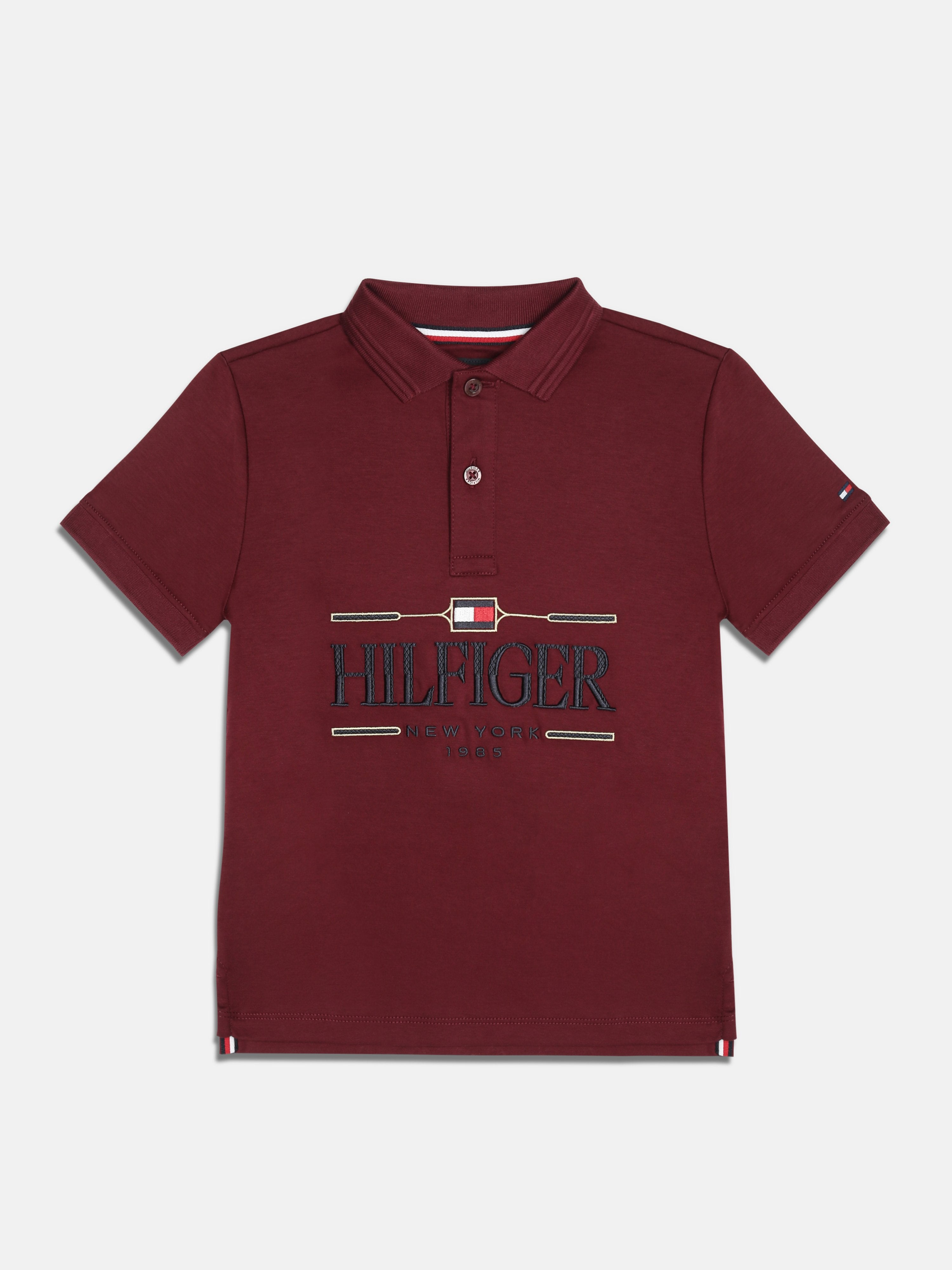 Girls Purple Logo BCI Cotton Casual Polo Knit Top