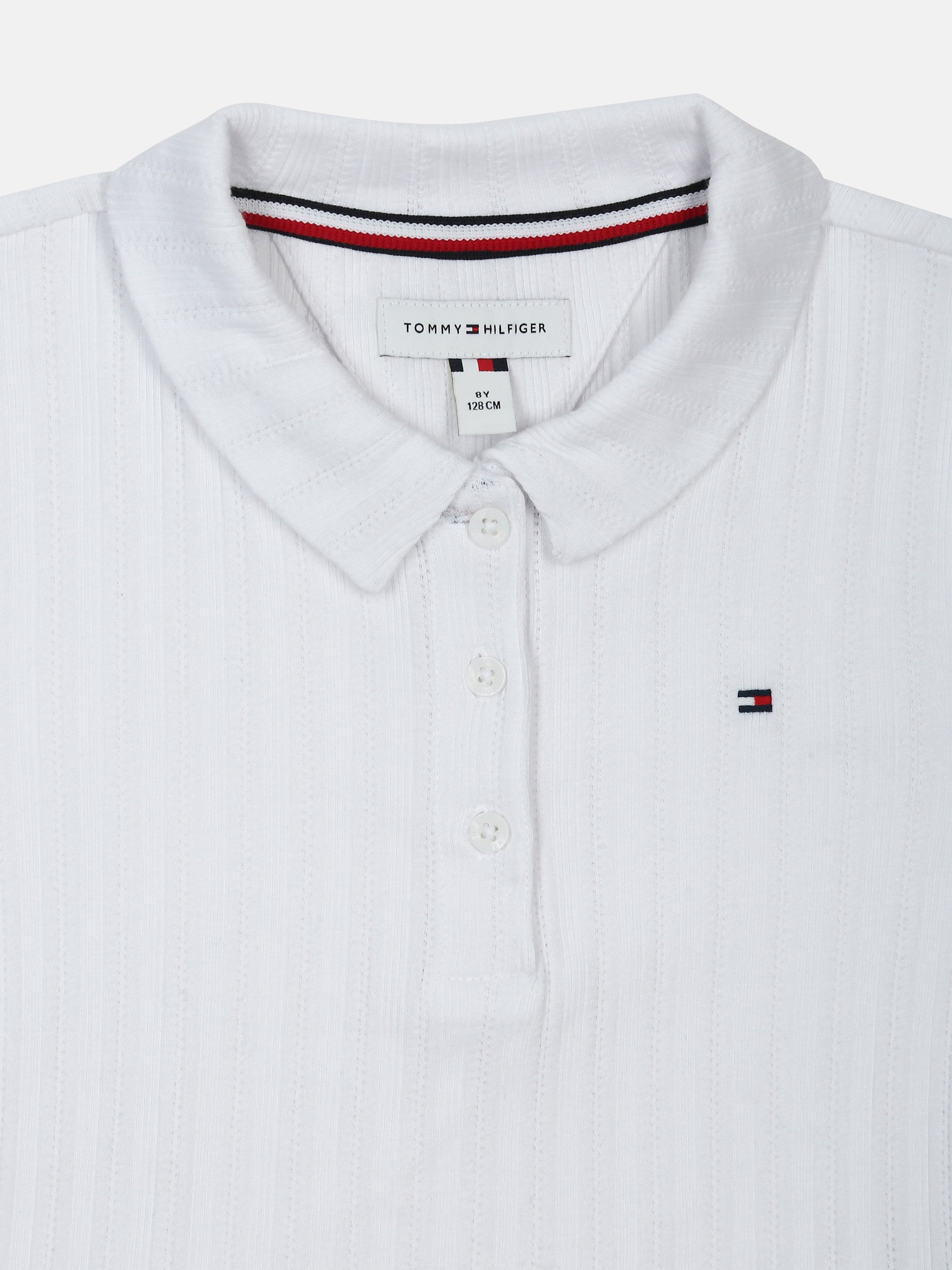 Textured Polo T-Shirt for Girls White