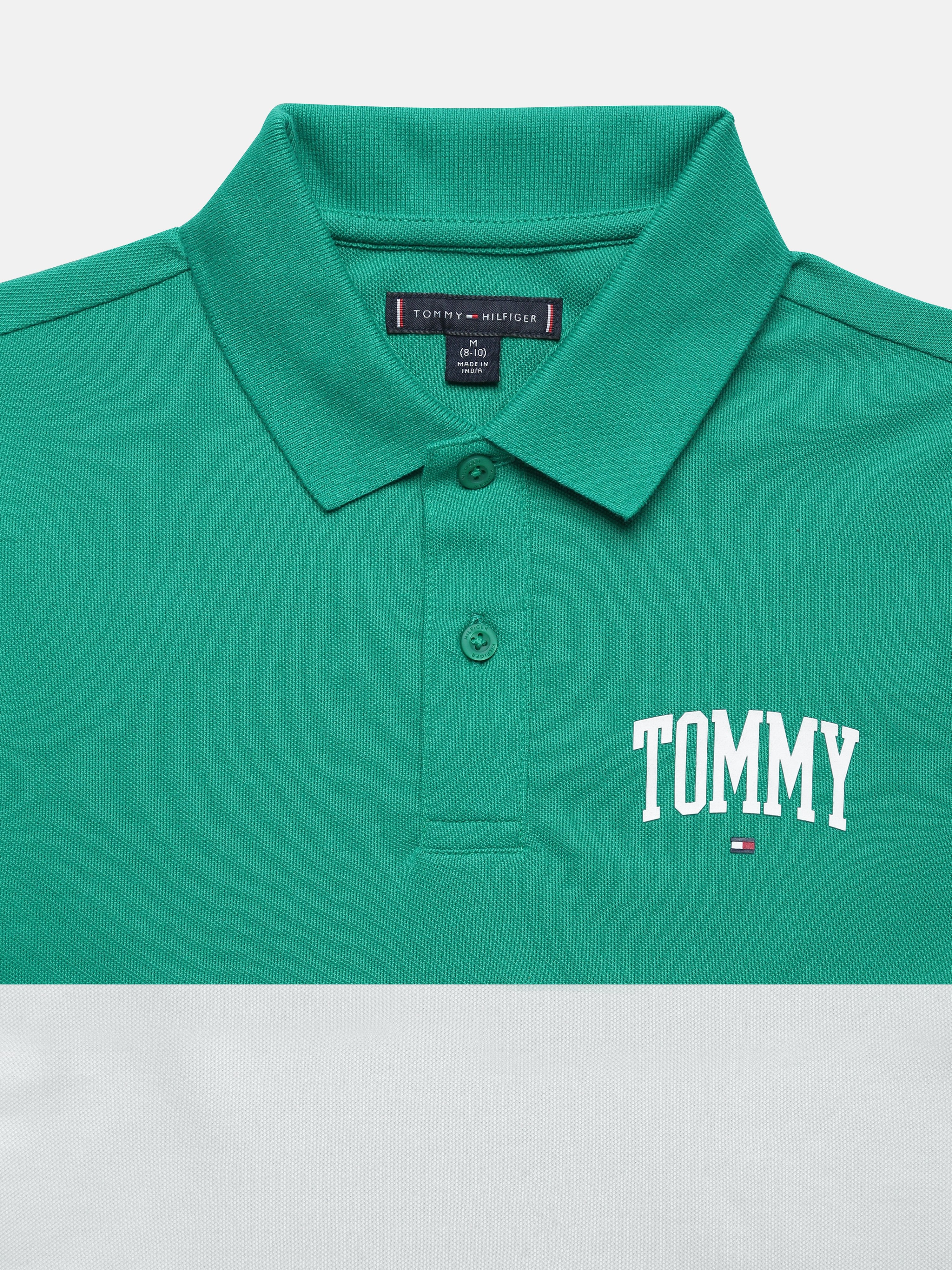 Boys Green Colorblock Polo Knit T-Shirt