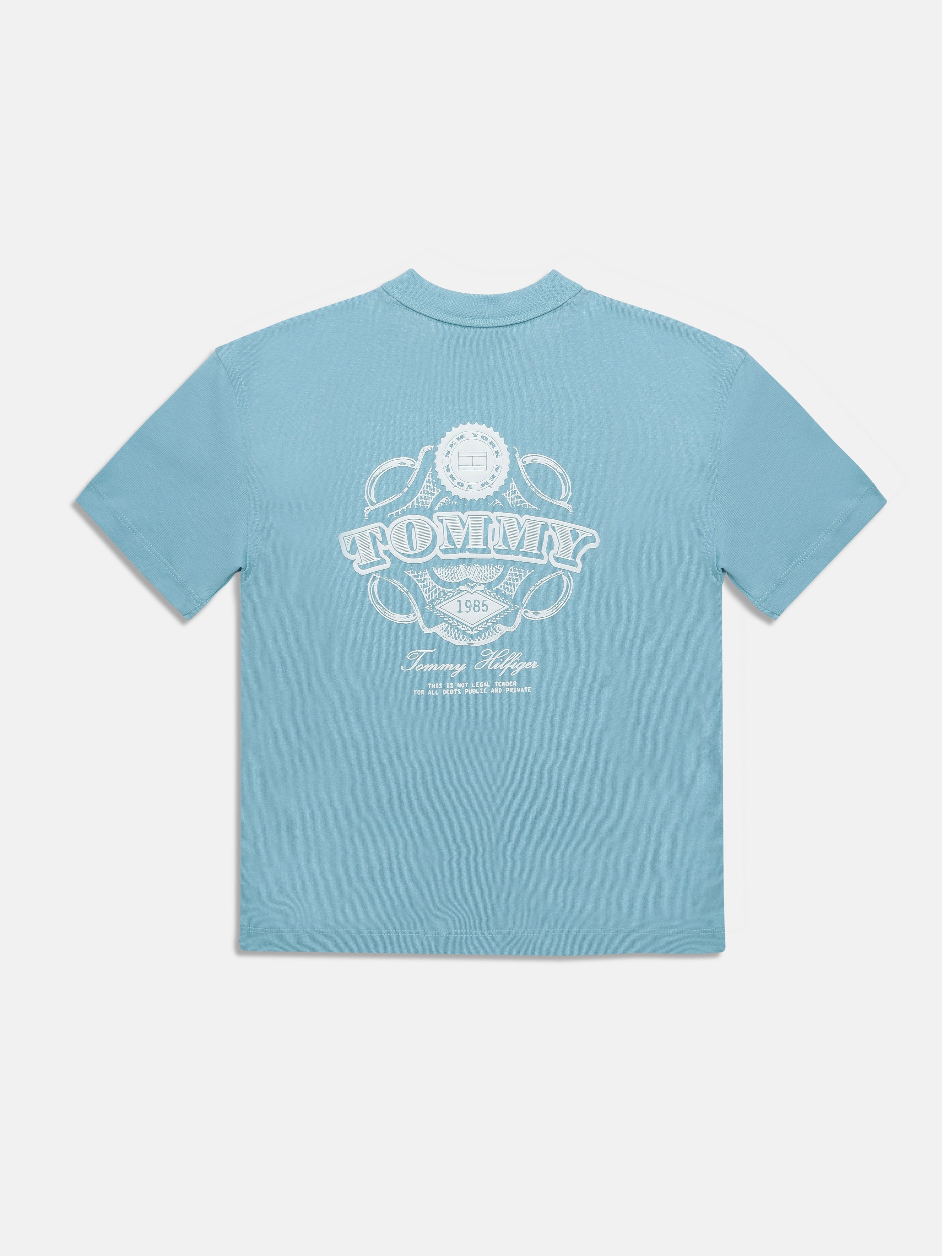 Girls Blue Graphic Cotton Knit Top Classic Fit