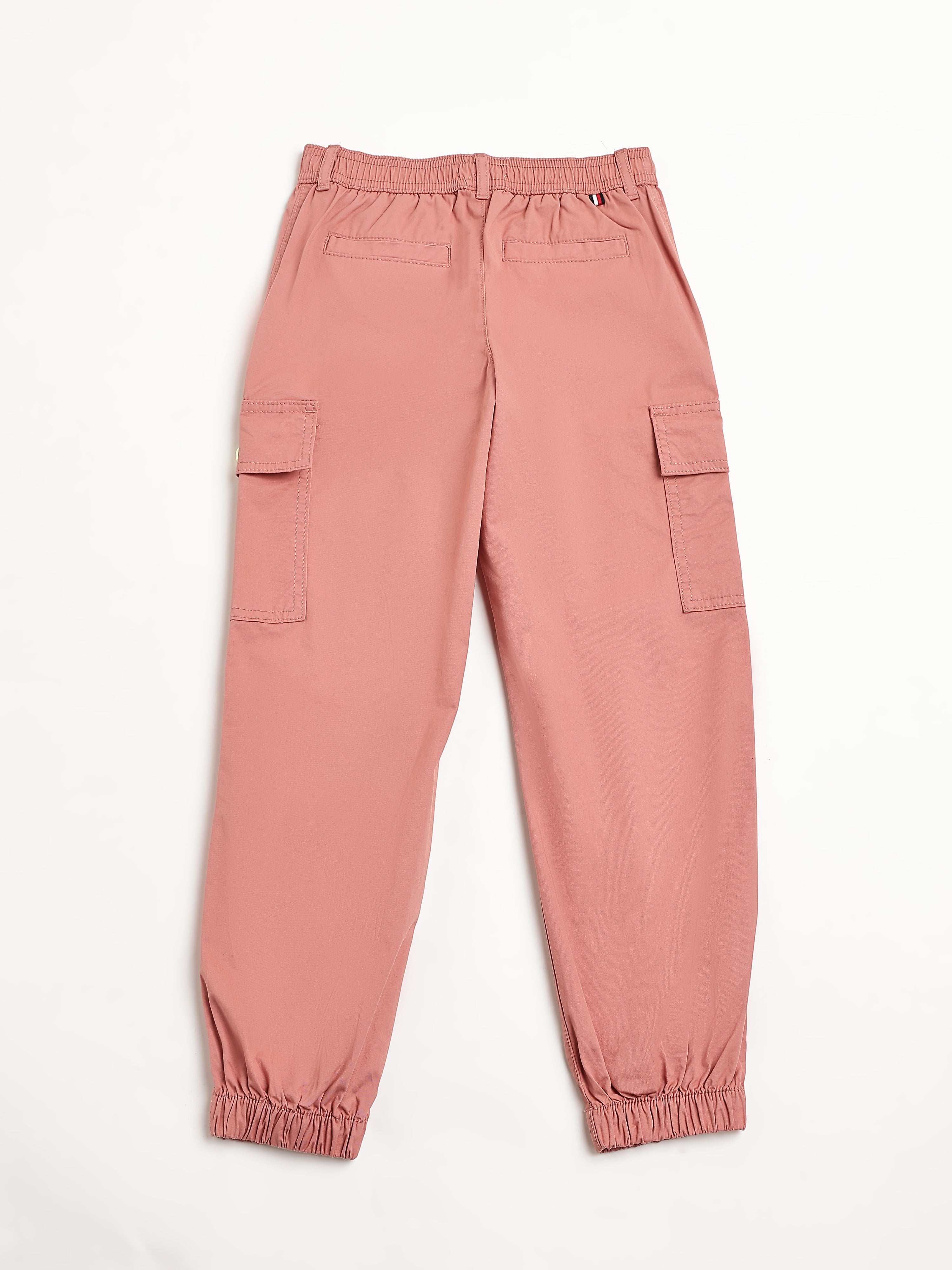 Girls Orange Cotton Casual Elasticated Bottoms