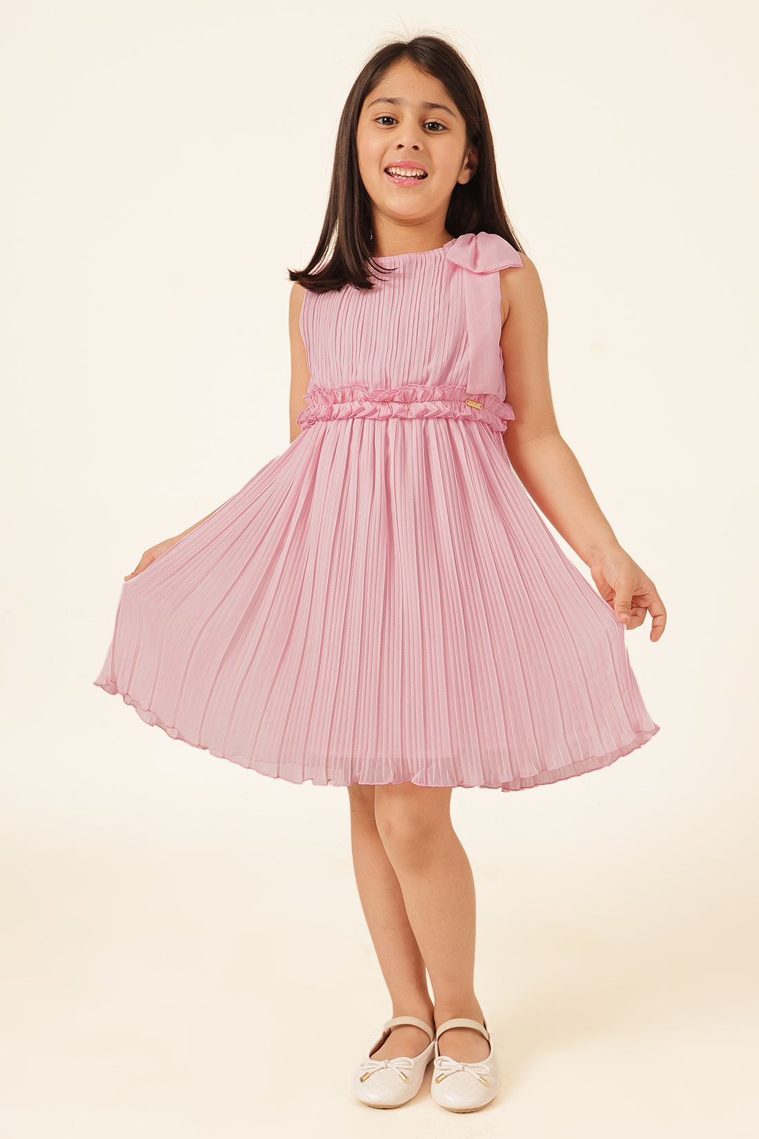 Girls Pink Poly Georgette Formal Dress