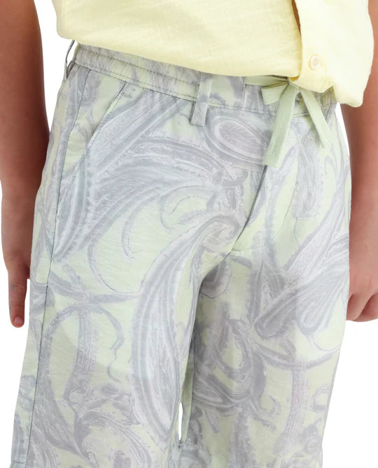 Rare Ones Boys Fluorescent Green Viscose Blend Shorts