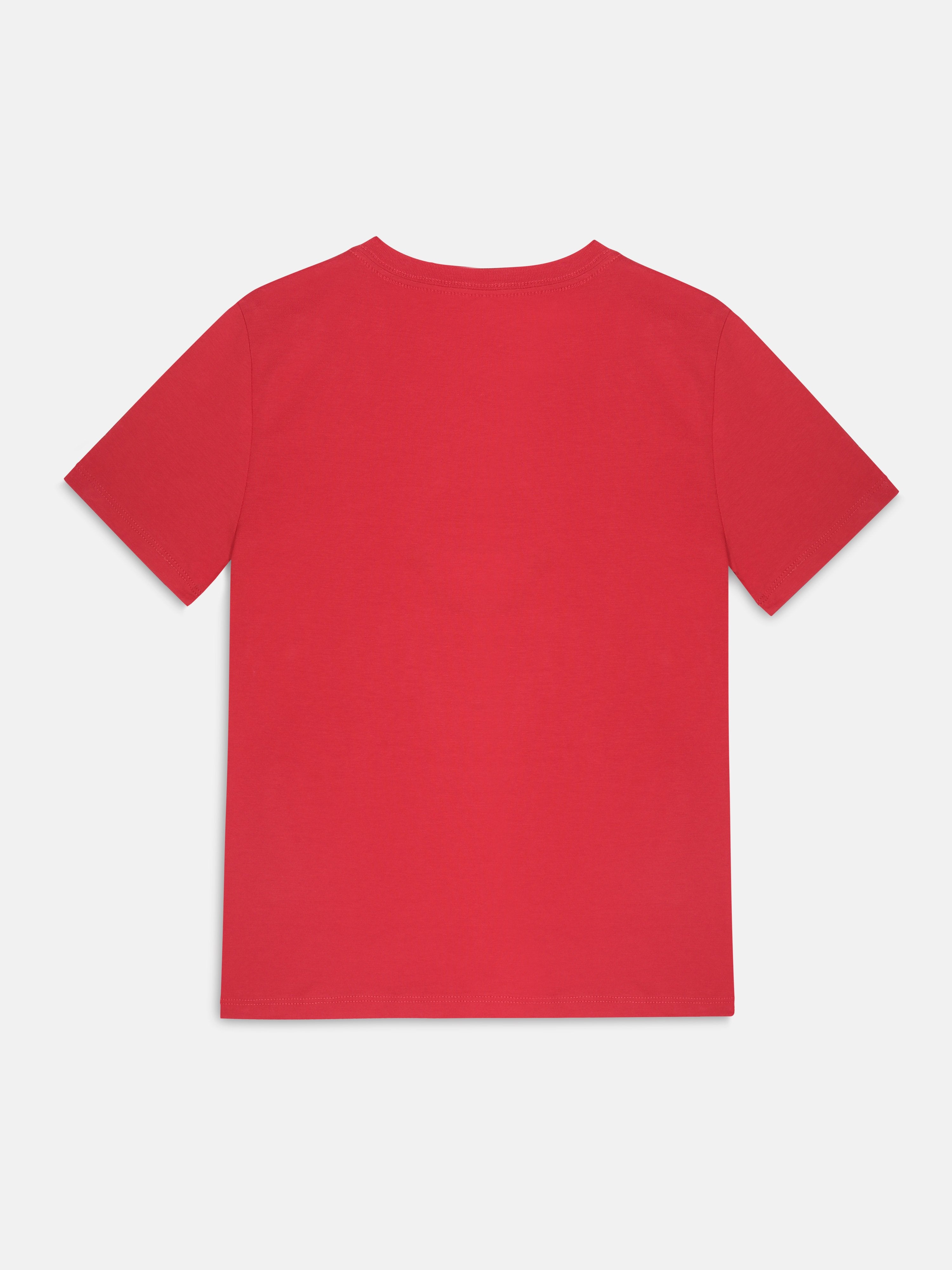 Girls Red Embroidered Cotton Casual Knit Top