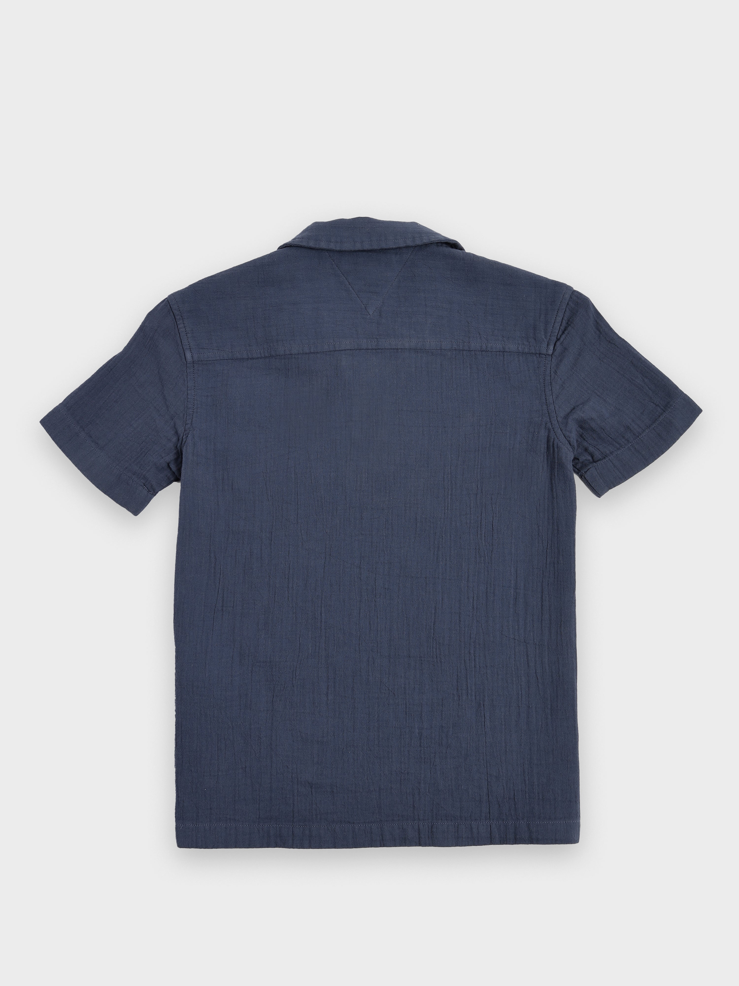 Girls Blue Solid Cotton Casual Shirt Top