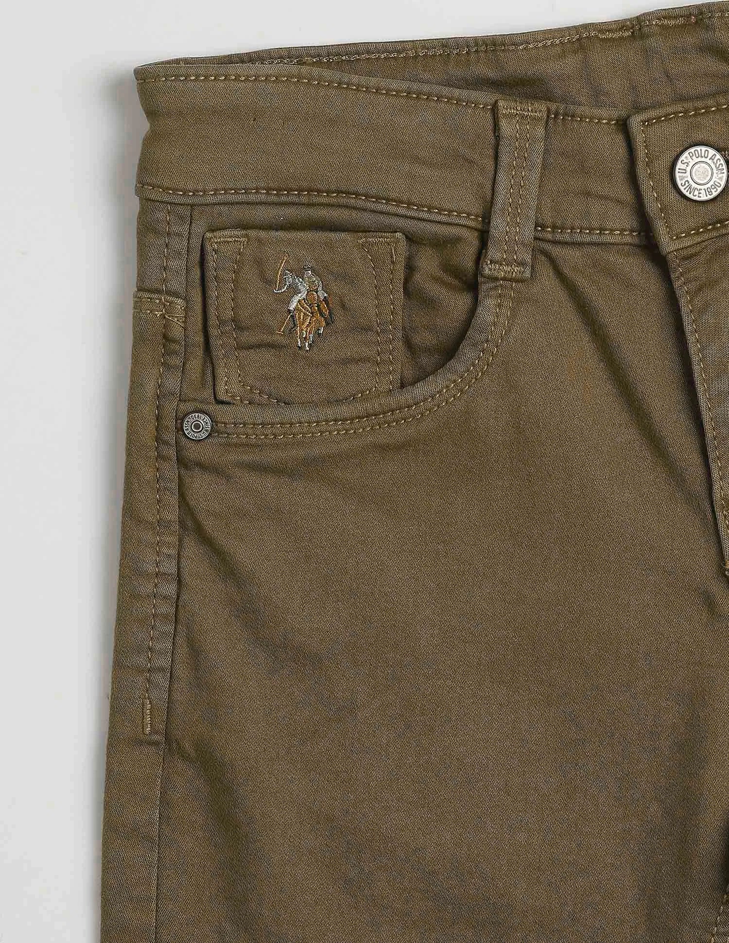 Boys Khaki Slim Fit Cotton Jeans