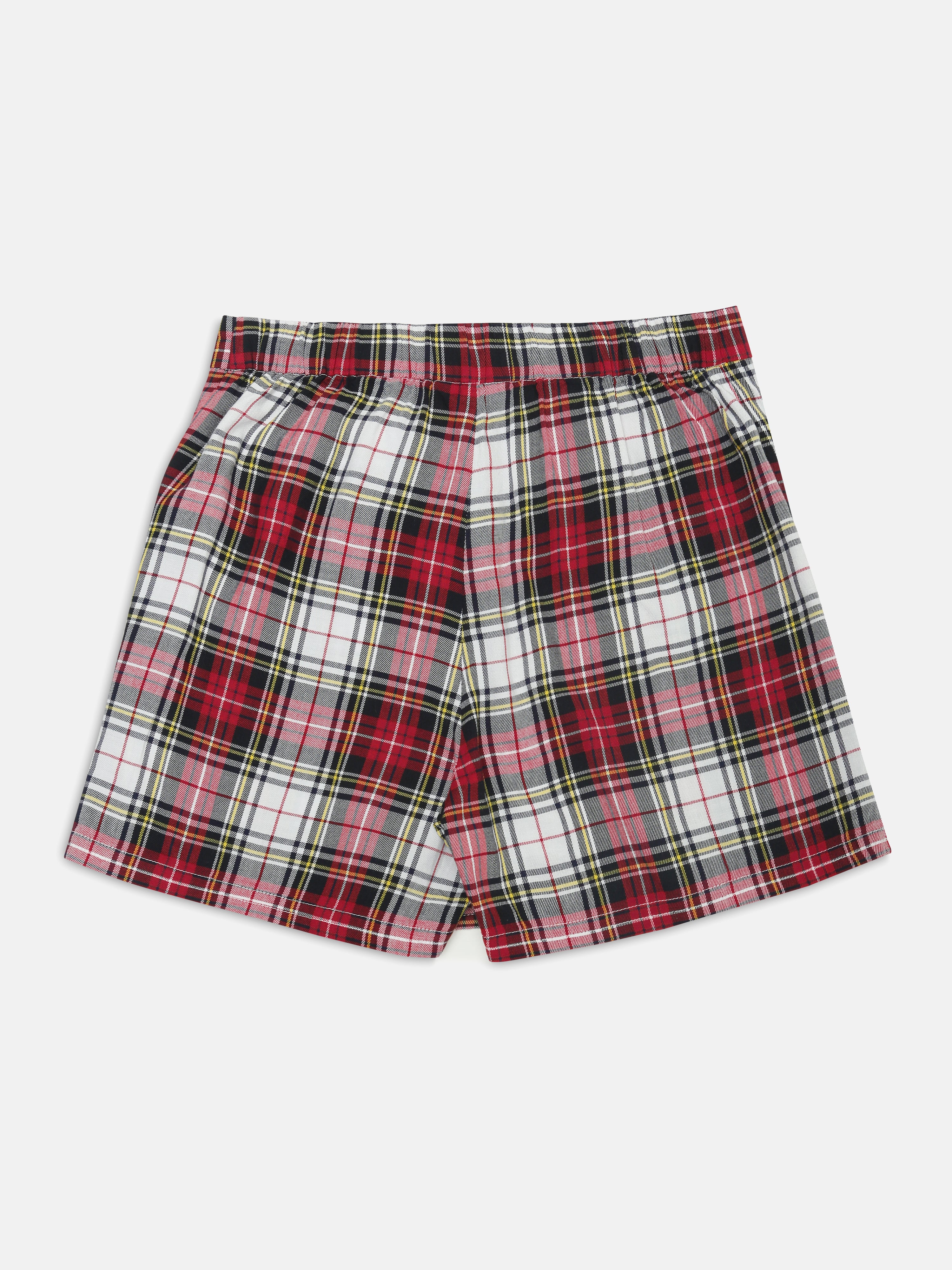 Girls Red Checked Cotton Casual Straight Bottom