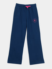 Girls Blue Cotton Blend Casual Drawstring Bottom