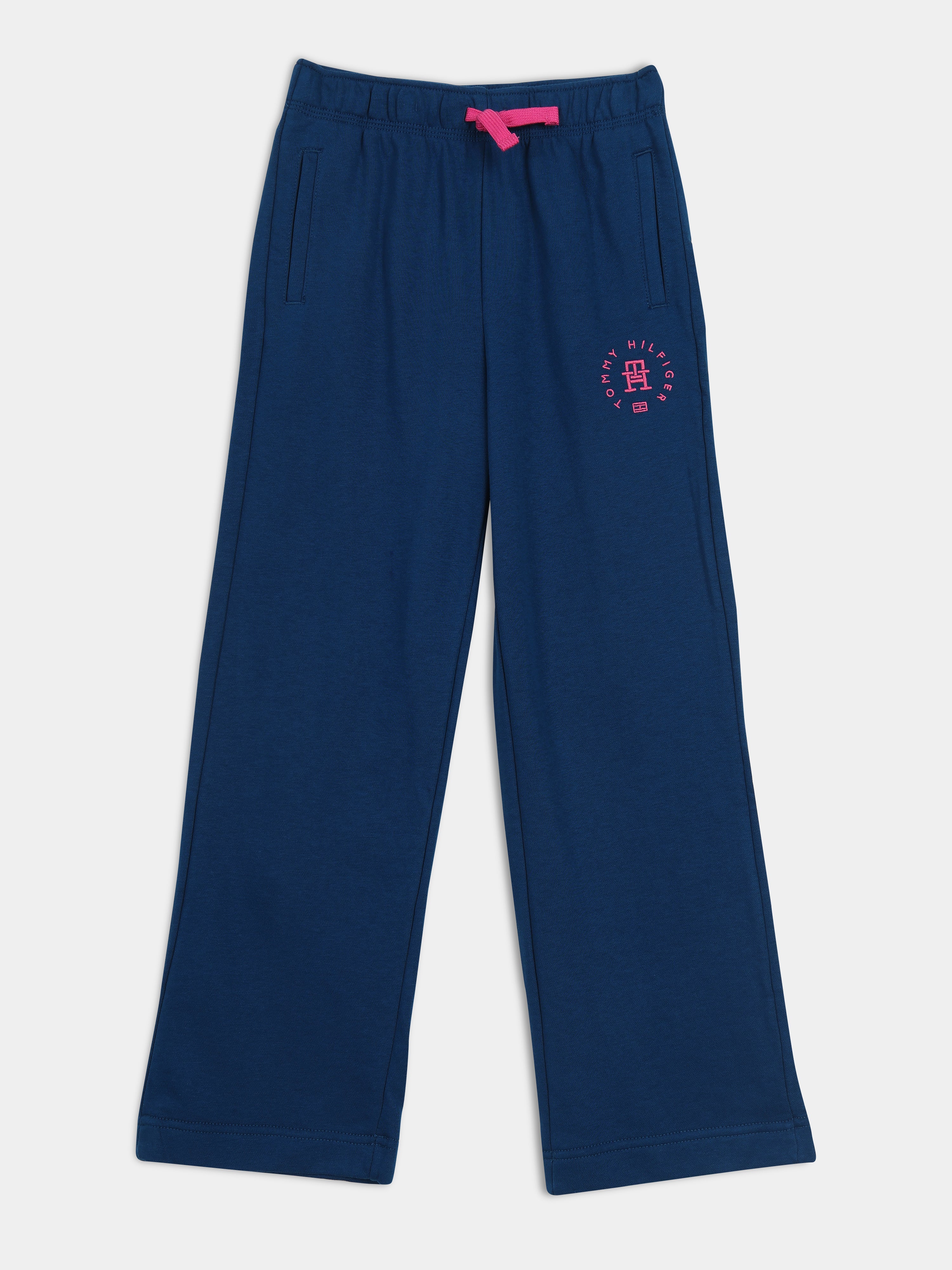 Girls Blue Cotton Blend Casual Drawstring Bottom