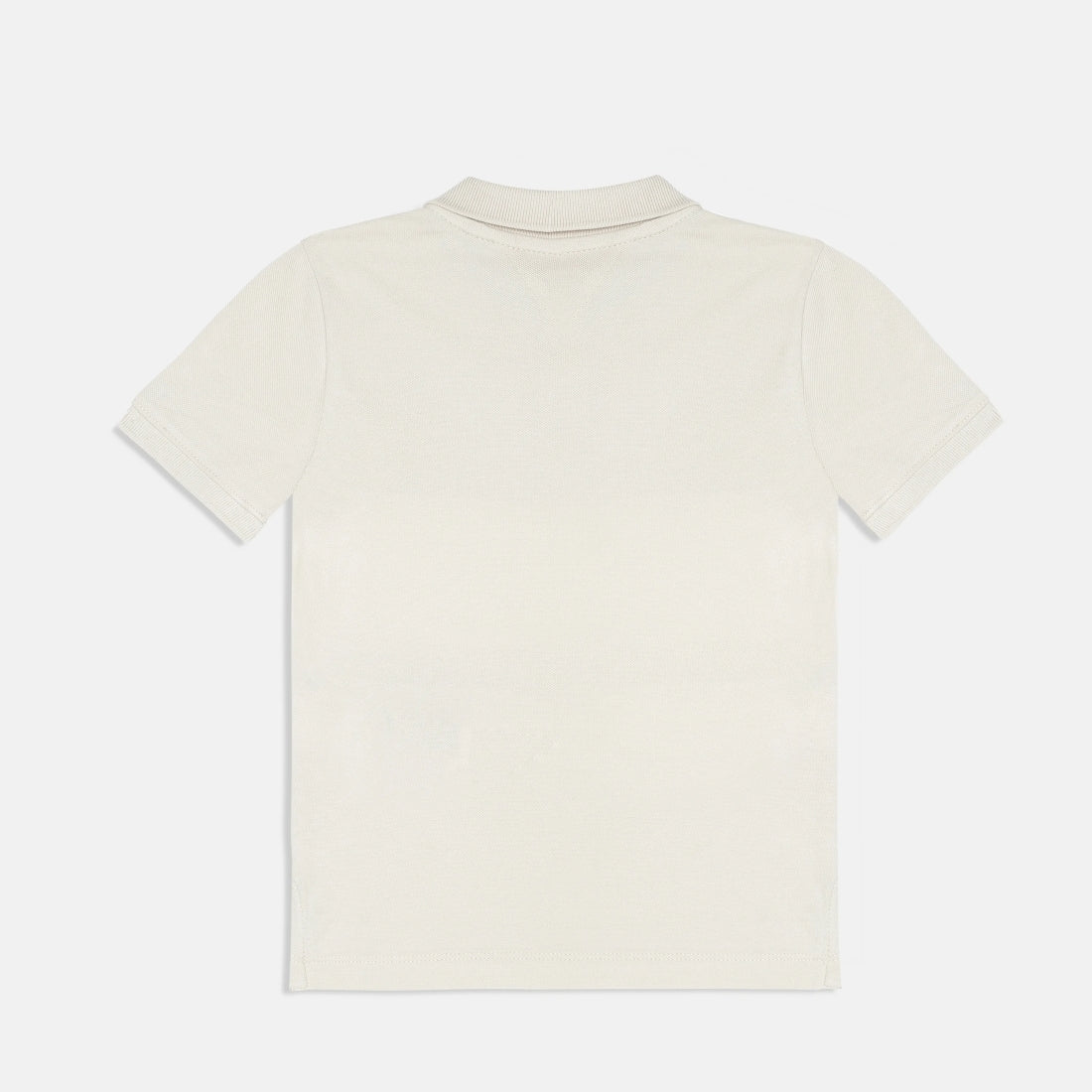 Boys Classic Beige Colorblock Cotton Polo T-Shirt