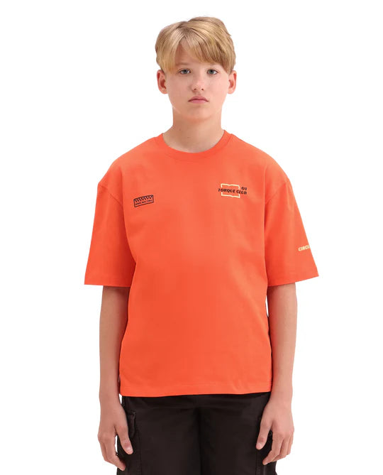 Rare Ones Boys Orange Puff Print Oversized Cotton T-Shirt