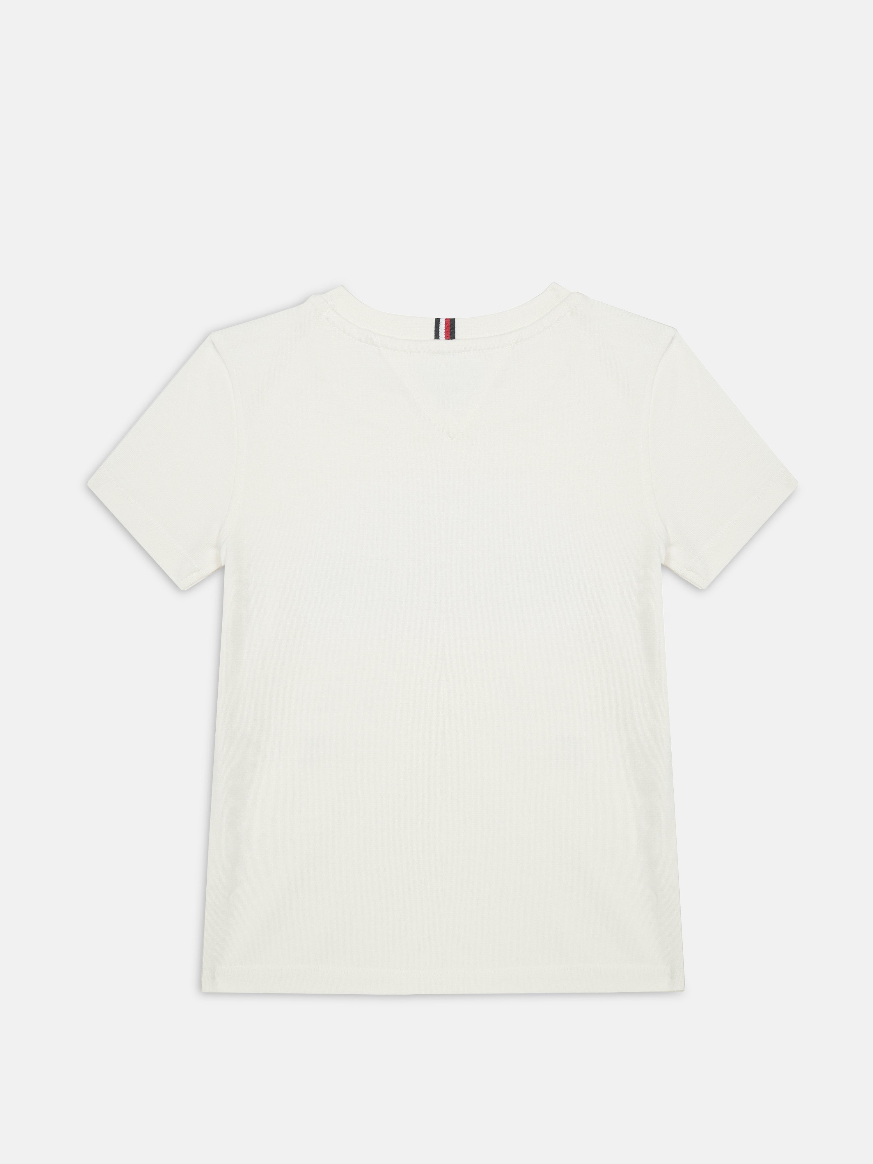 Boys White Embroidered Logo Cotton T-Shirt