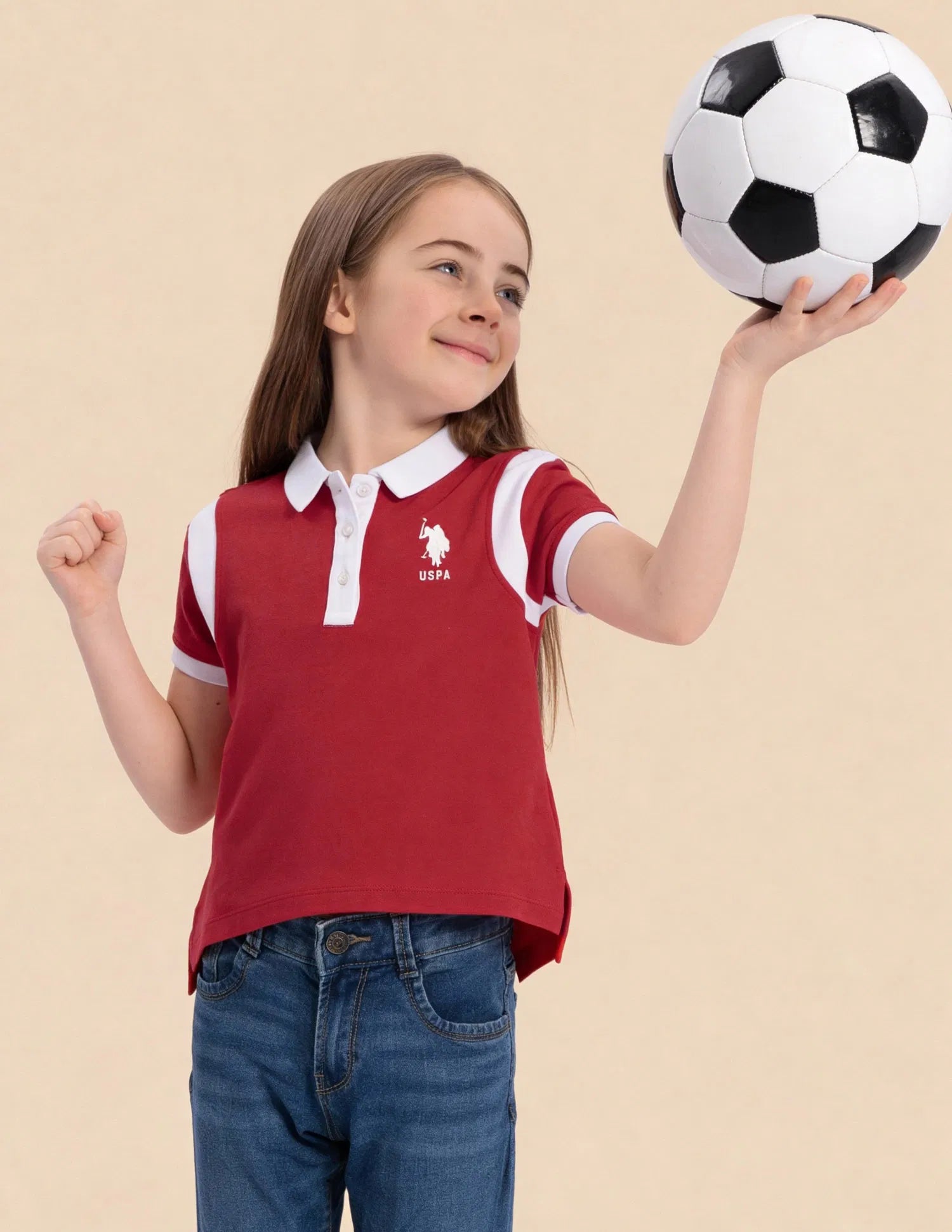 Girls Red Cotton Solid Regular Fit Top